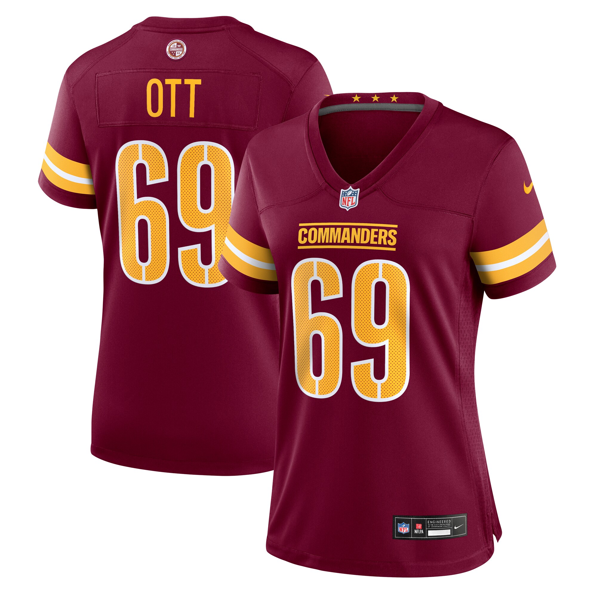 Tyler Ott Washington Commanders Women's Team Game Jersey - Burgundy
