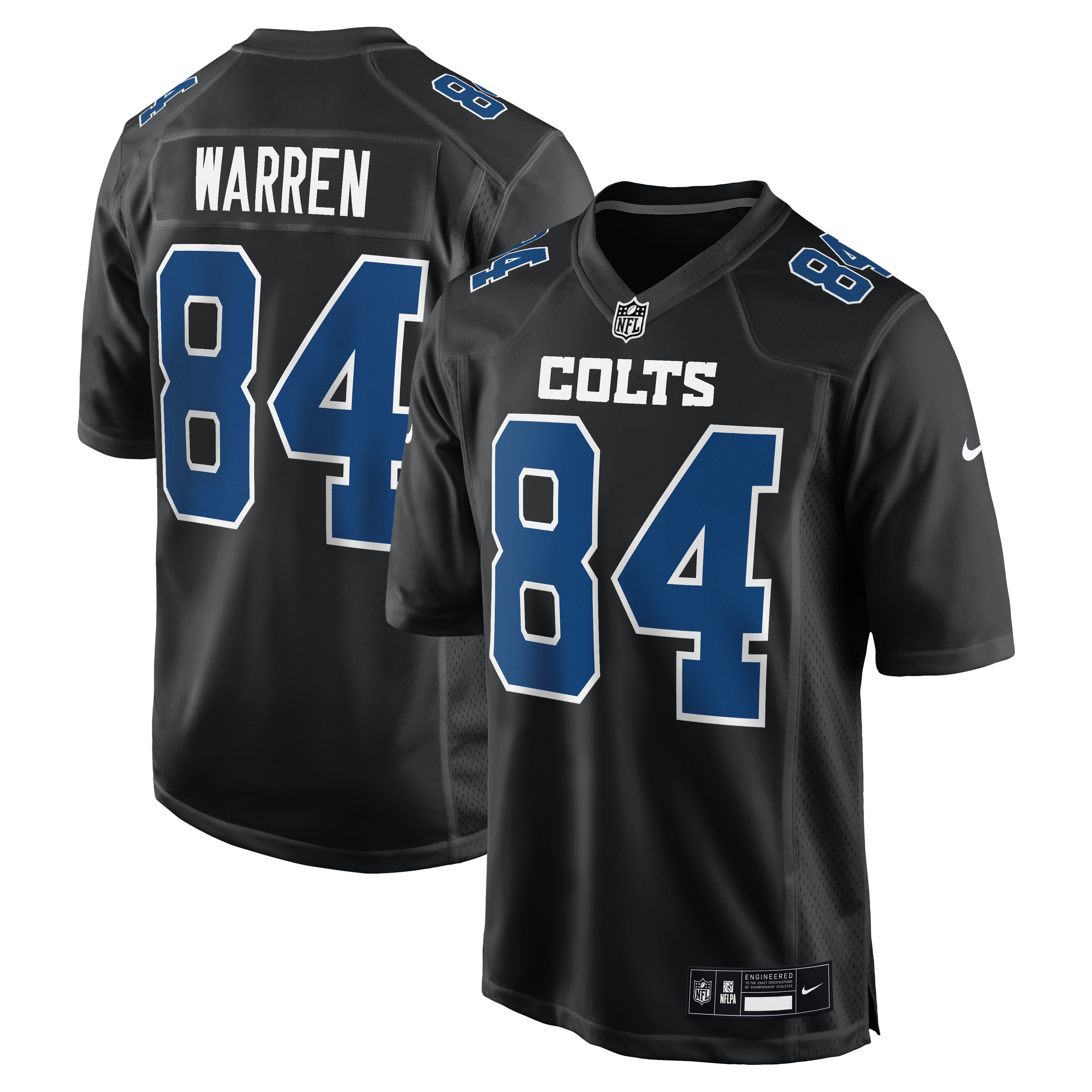 Tyler Warren Indianapolis Colts Fashion Game Jersey - Carbon Black