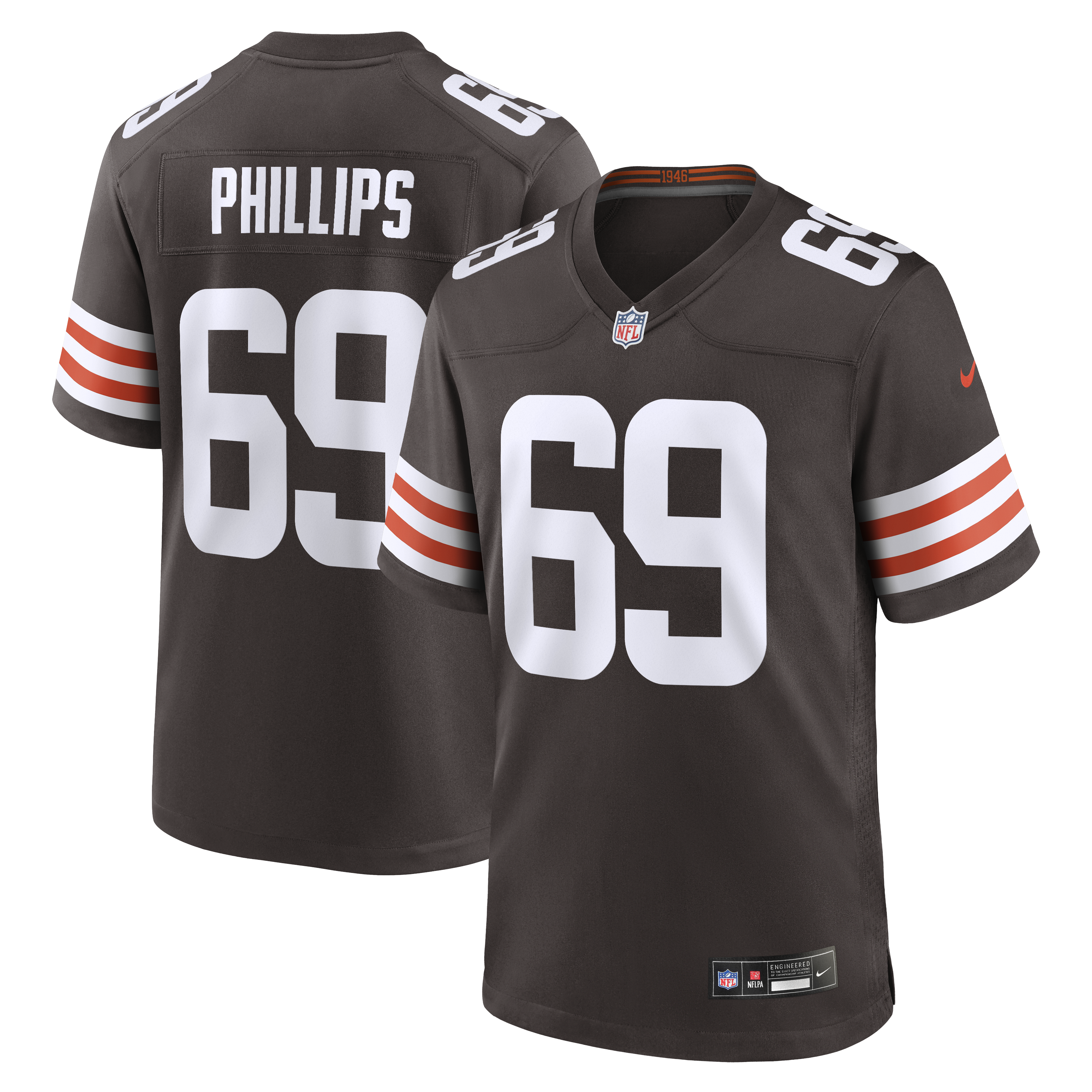 Tyre Phillips Cleveland Browns Team Game Jersey - Brown