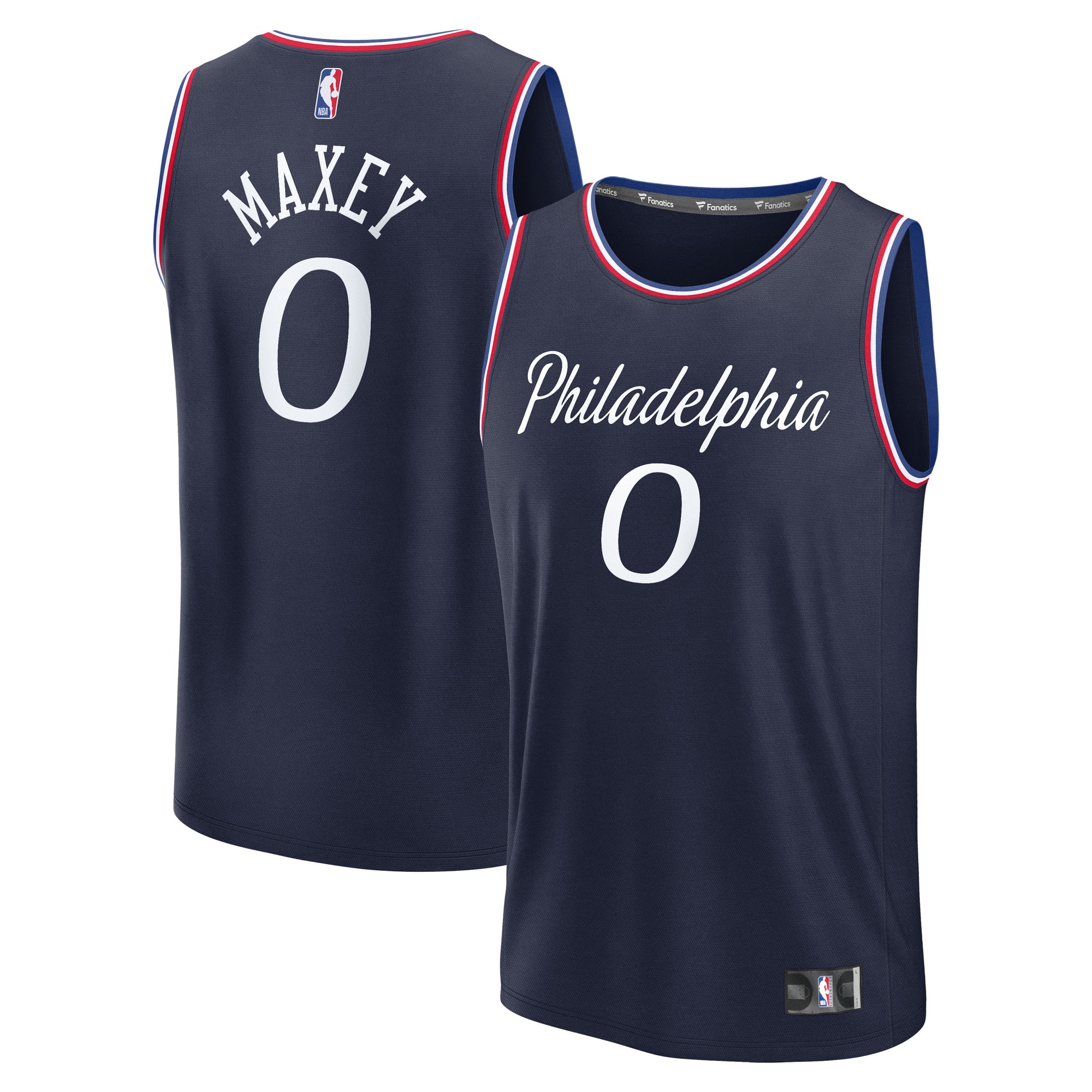 Tyrese Maxey Philadelphia 76ers Fanatics Youth 2025/26 City Edition Fast Break Jersey - Navy