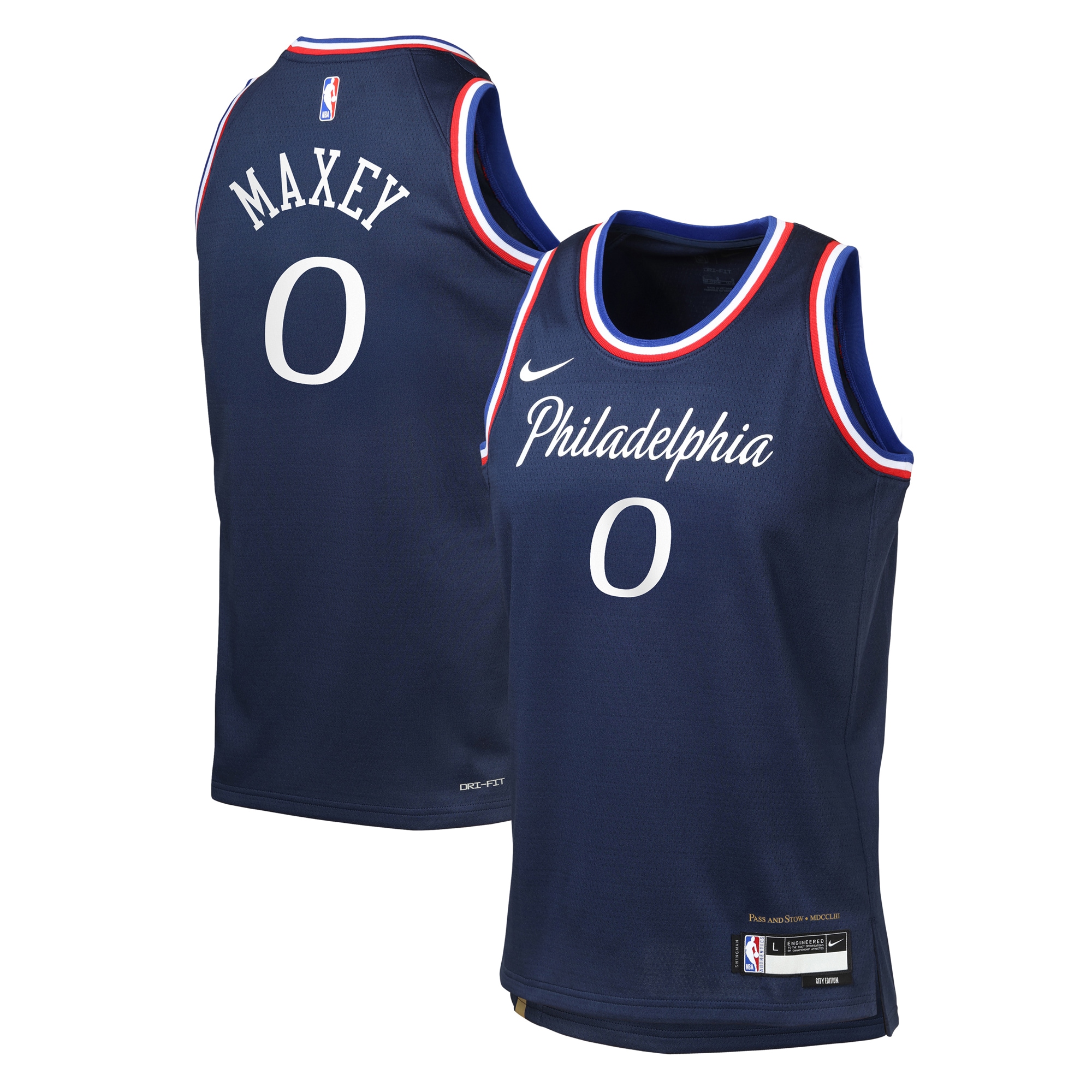 Tyrese Maxey Philadelphia 76ers Youth 2025/26 City Edition Swingman Jersey - Navy