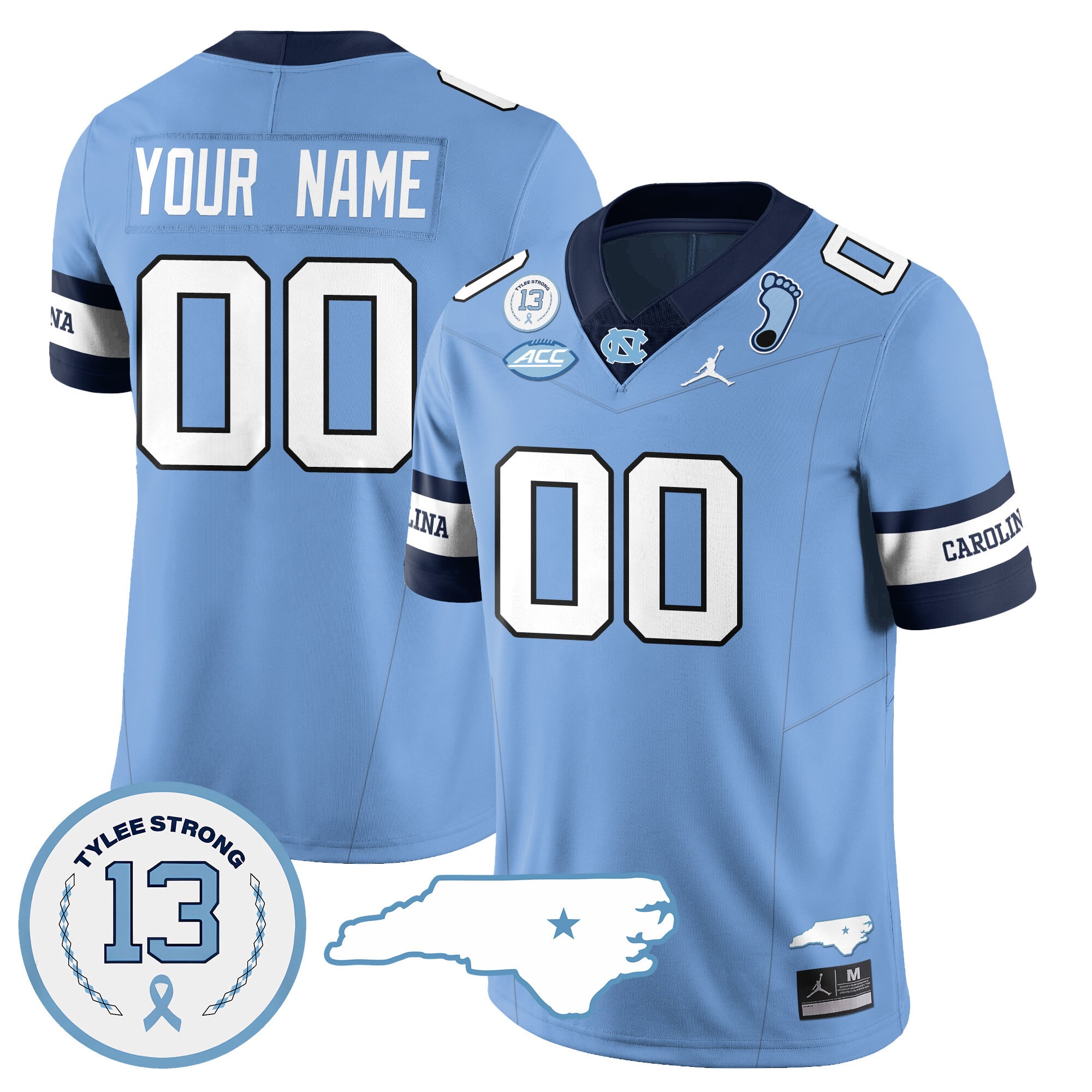 Alternative view of UNC Tar Heels Jersey - Jordan UNC Tar Heels Navy Football Jersey