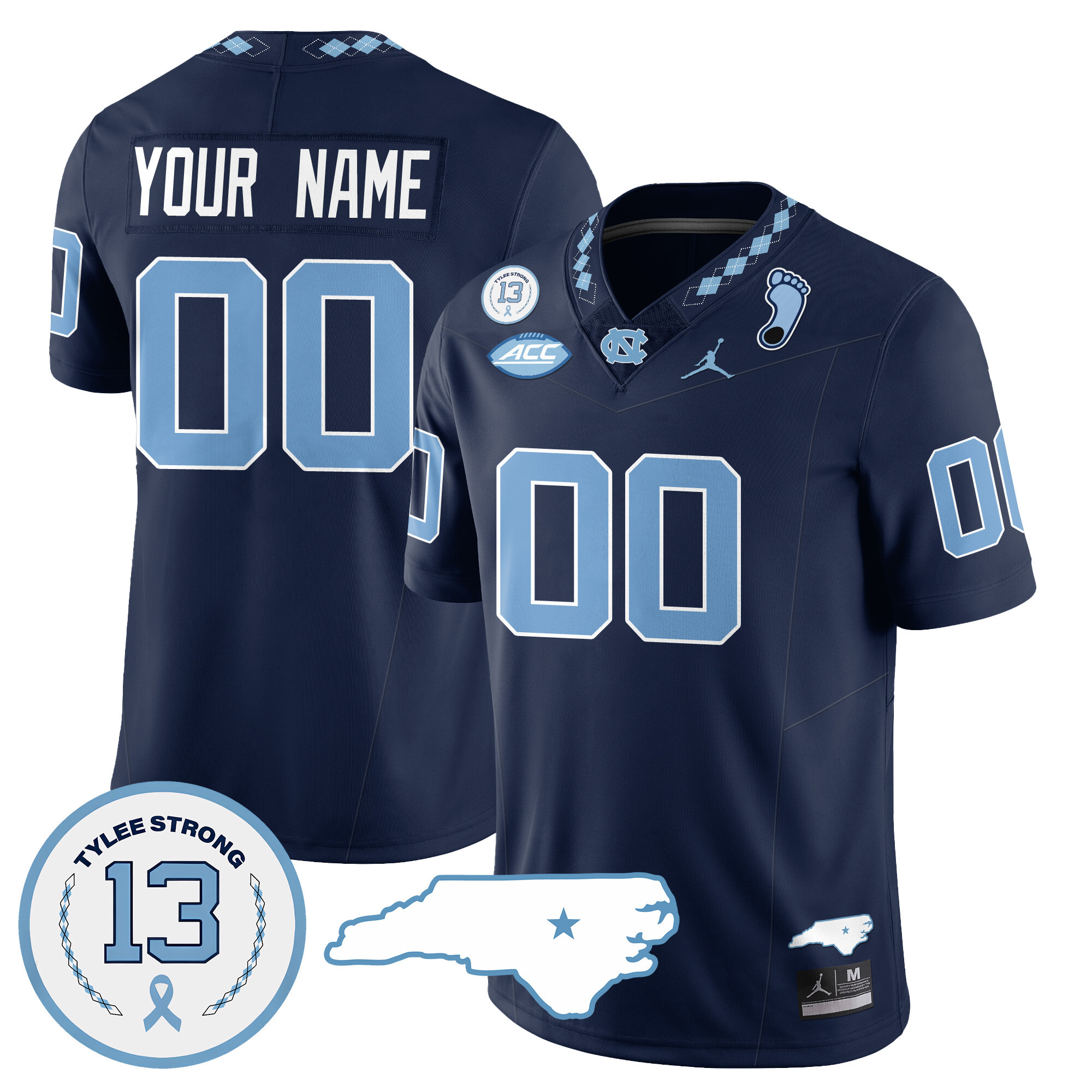 UNC Tar Heels Jersey - Jordan UNC Tar Heels Navy Football Jersey