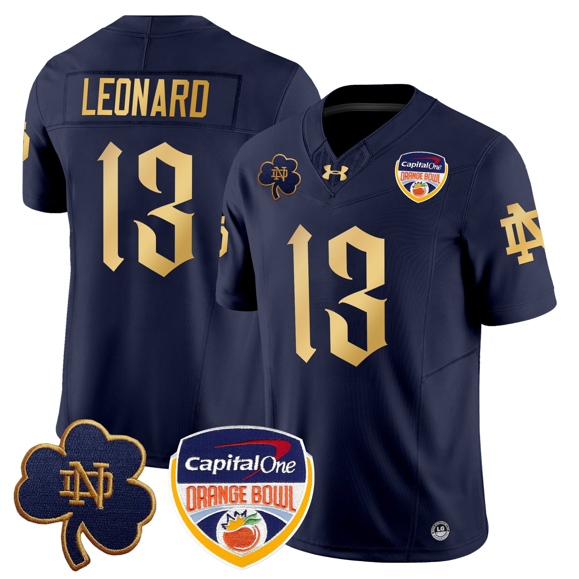 Alternative view of Under Armour Notre Dame #4 Jersey - Navy Orange Bowl Edition