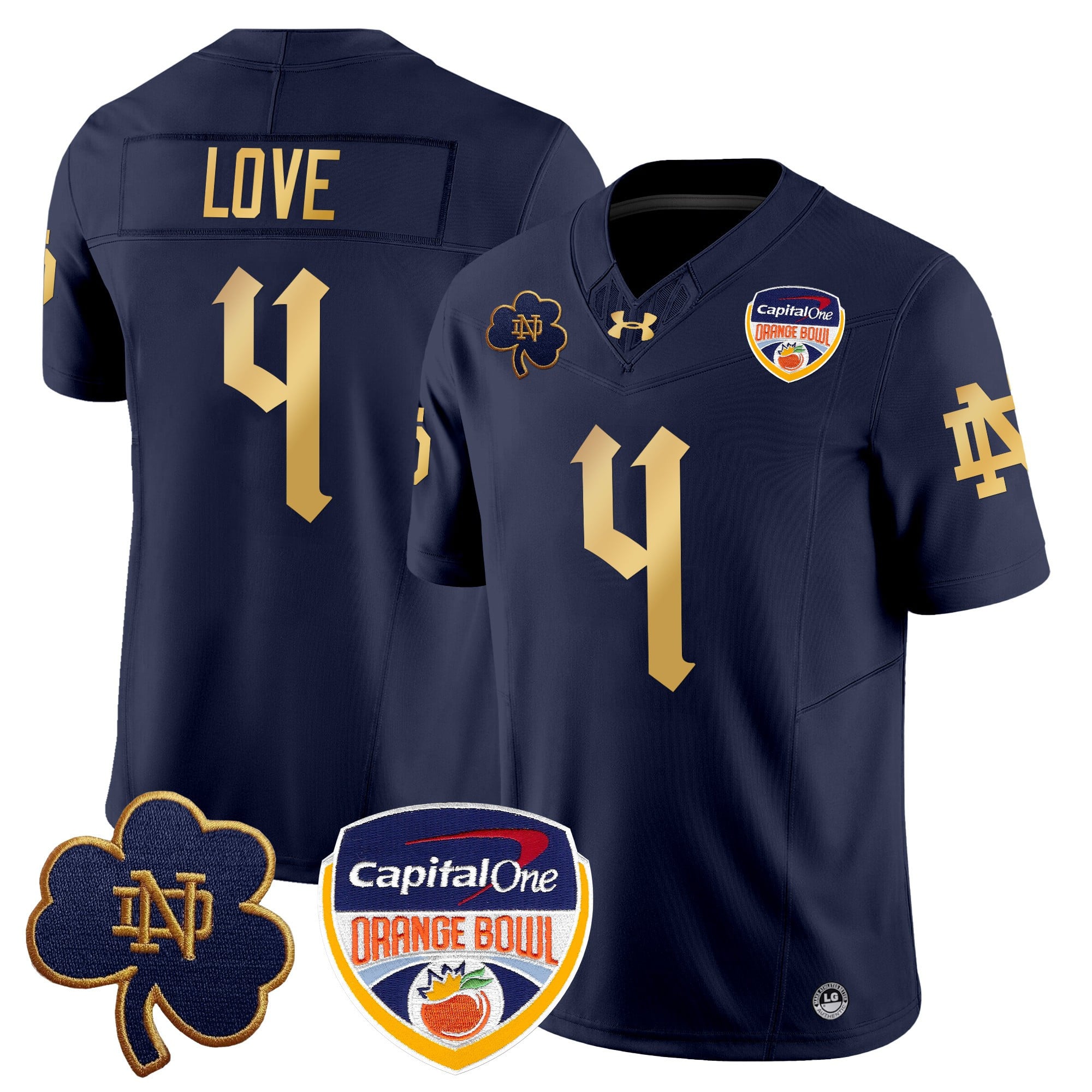 Under Armour Notre Dame #4 Jersey - Navy Orange Bowl Edition