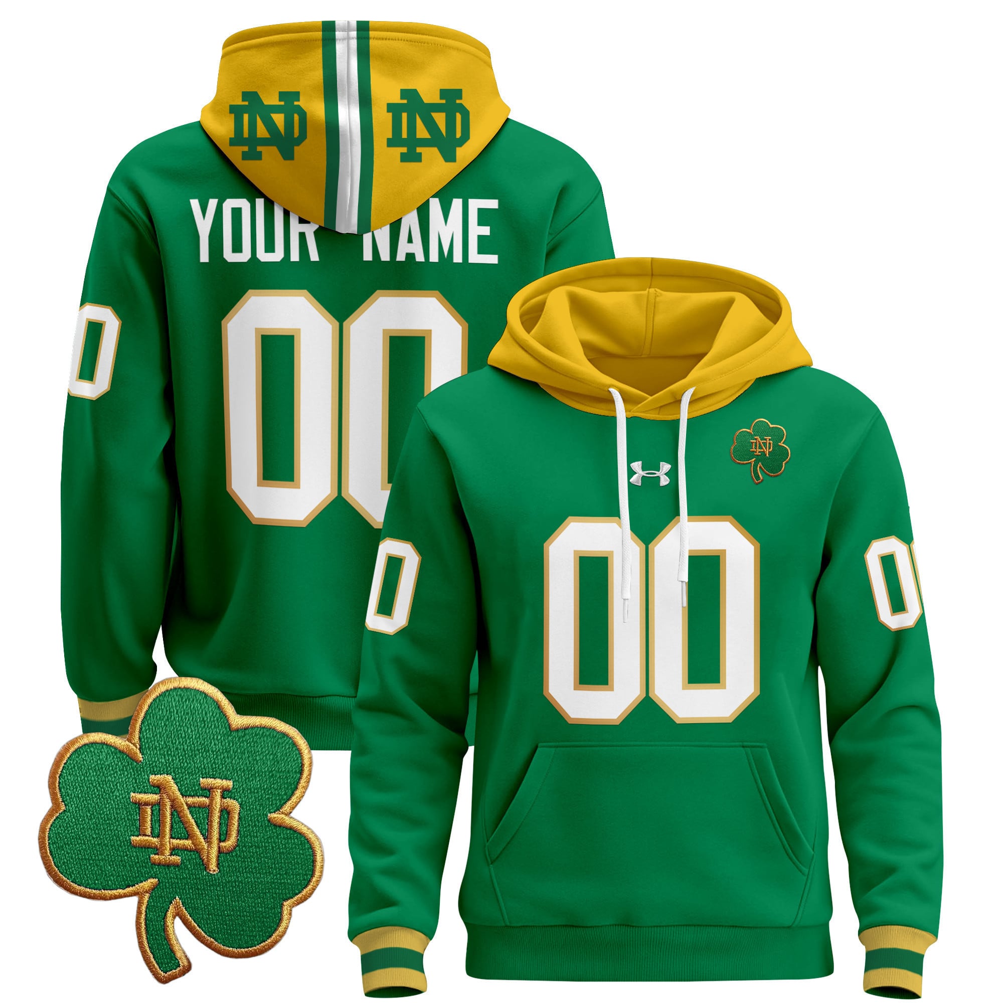 Under Armour Notre Dame Hoodie - Green & Gold Collegiate Style