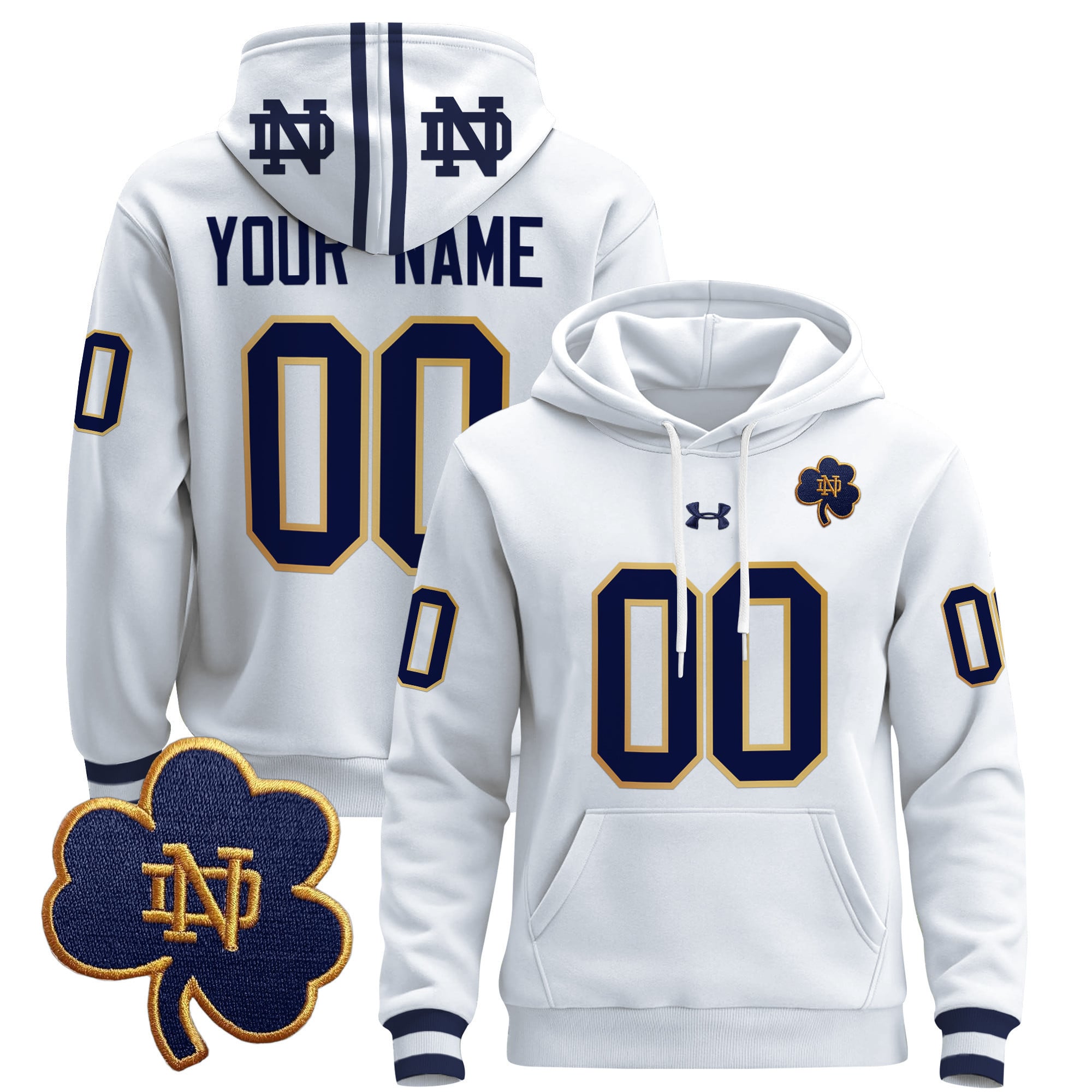 Alternative view of Under Armour Notre Dame Hoodie - Green & Gold Collegiate Style