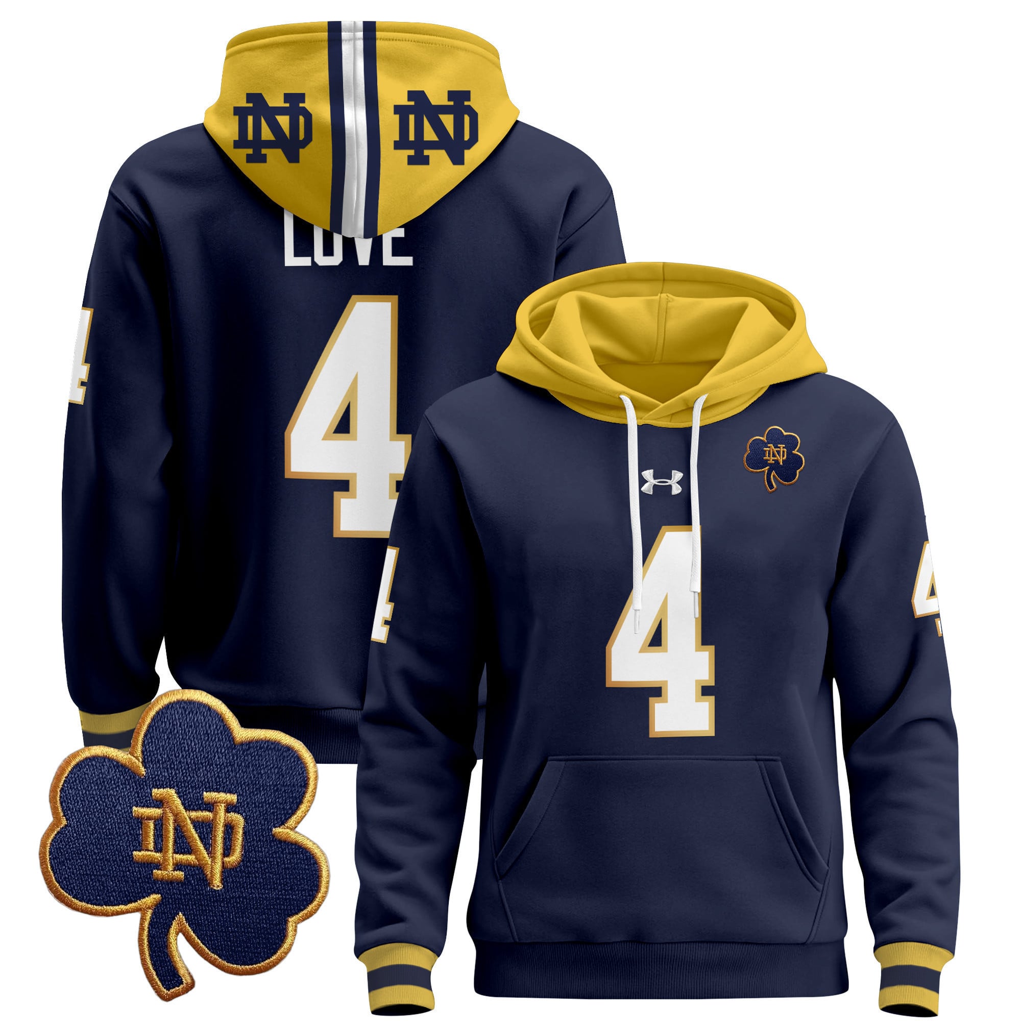 Alternative view of Under Armour Notre Dame Hoodie - Under Armour Notre Dame #13 Green