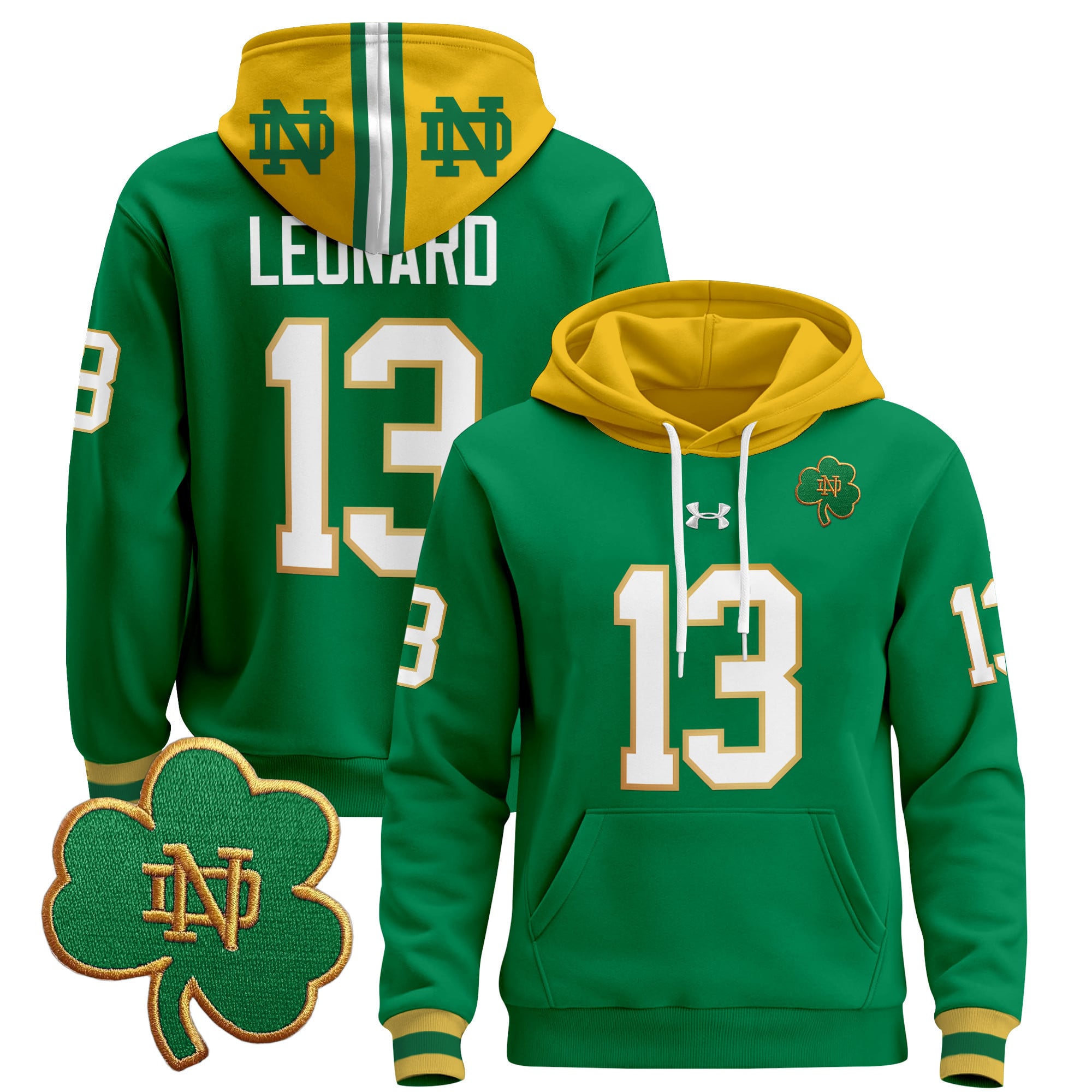 Under Armour Notre Dame Hoodie - Under Armour Notre Dame #13 Green