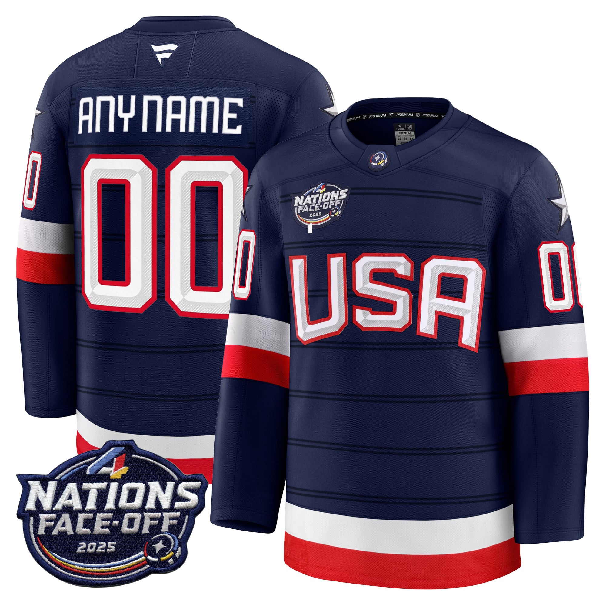 USA Nations Face-Off Navy Jersey - Fanatics USA Nations Face-Off 2025