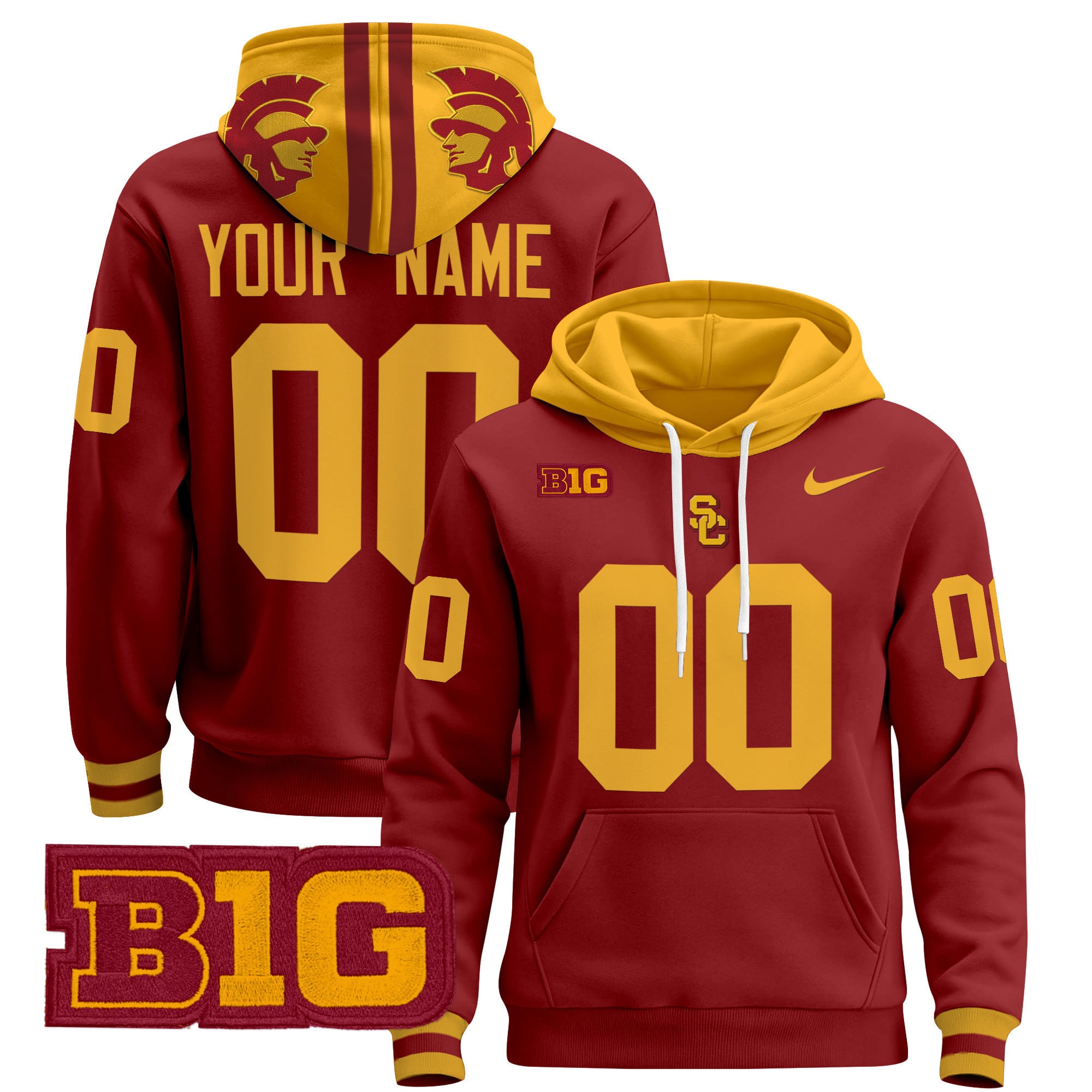 USC Trojans Custom Hoodie - Nike USC Trojans Maroon & Gold Custom