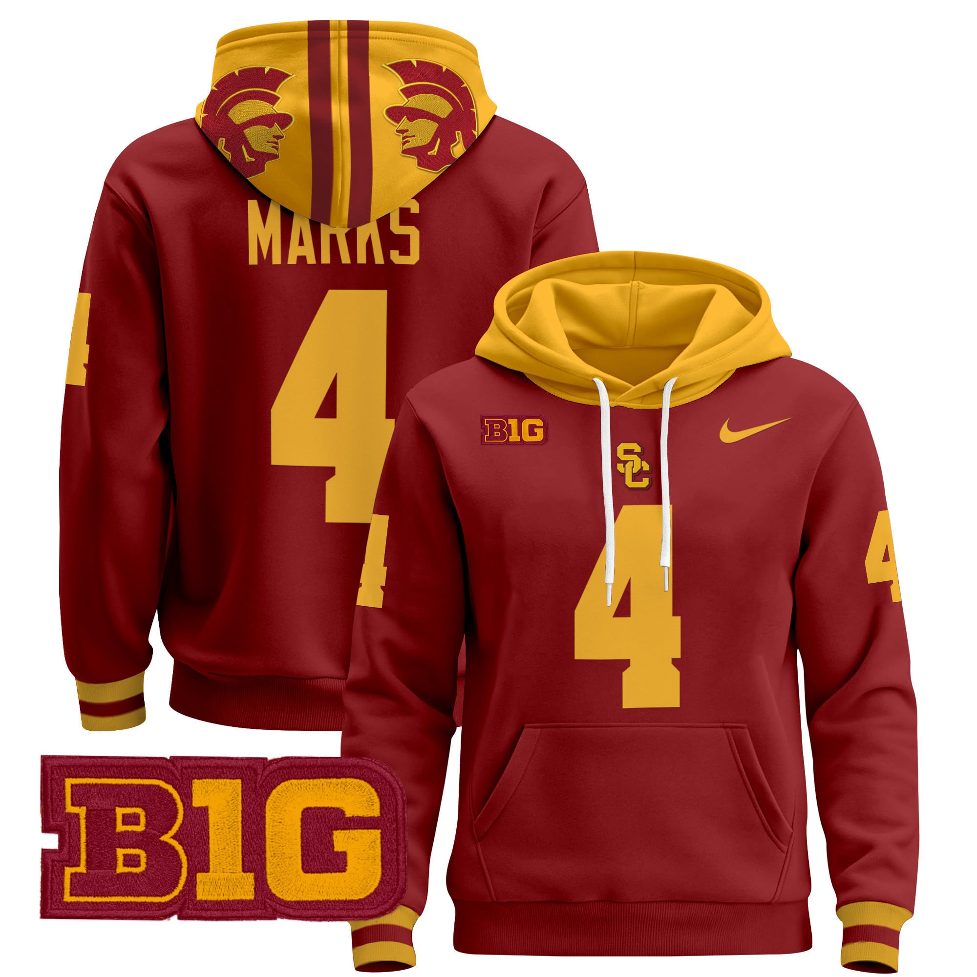 Alternative view of USC Trojans Moss #7 Hoodie - Nike USC Trojans Moss #7 Maroon & Gold