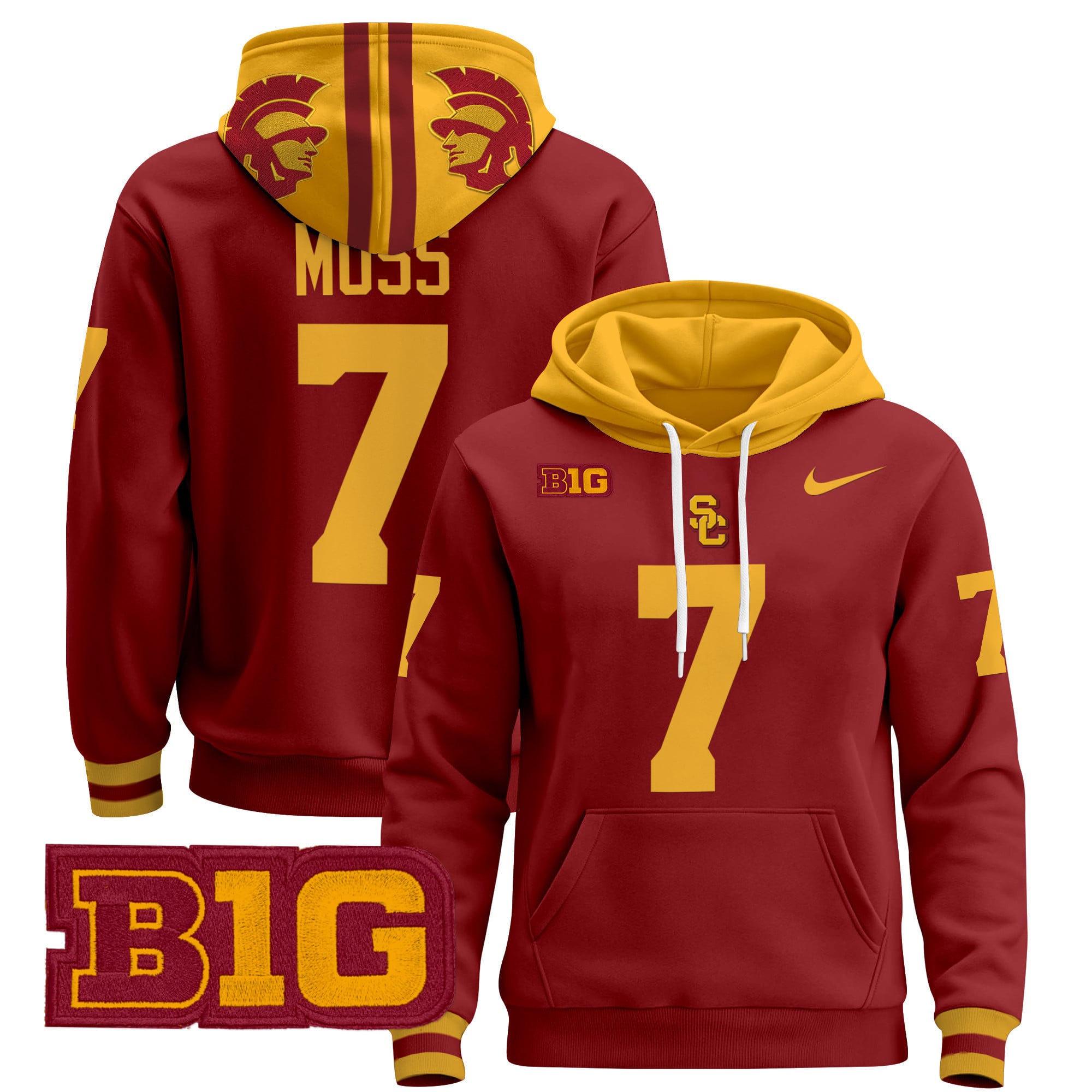 USC Trojans Moss #7 Hoodie - Nike USC Trojans Moss #7 Maroon & Gold