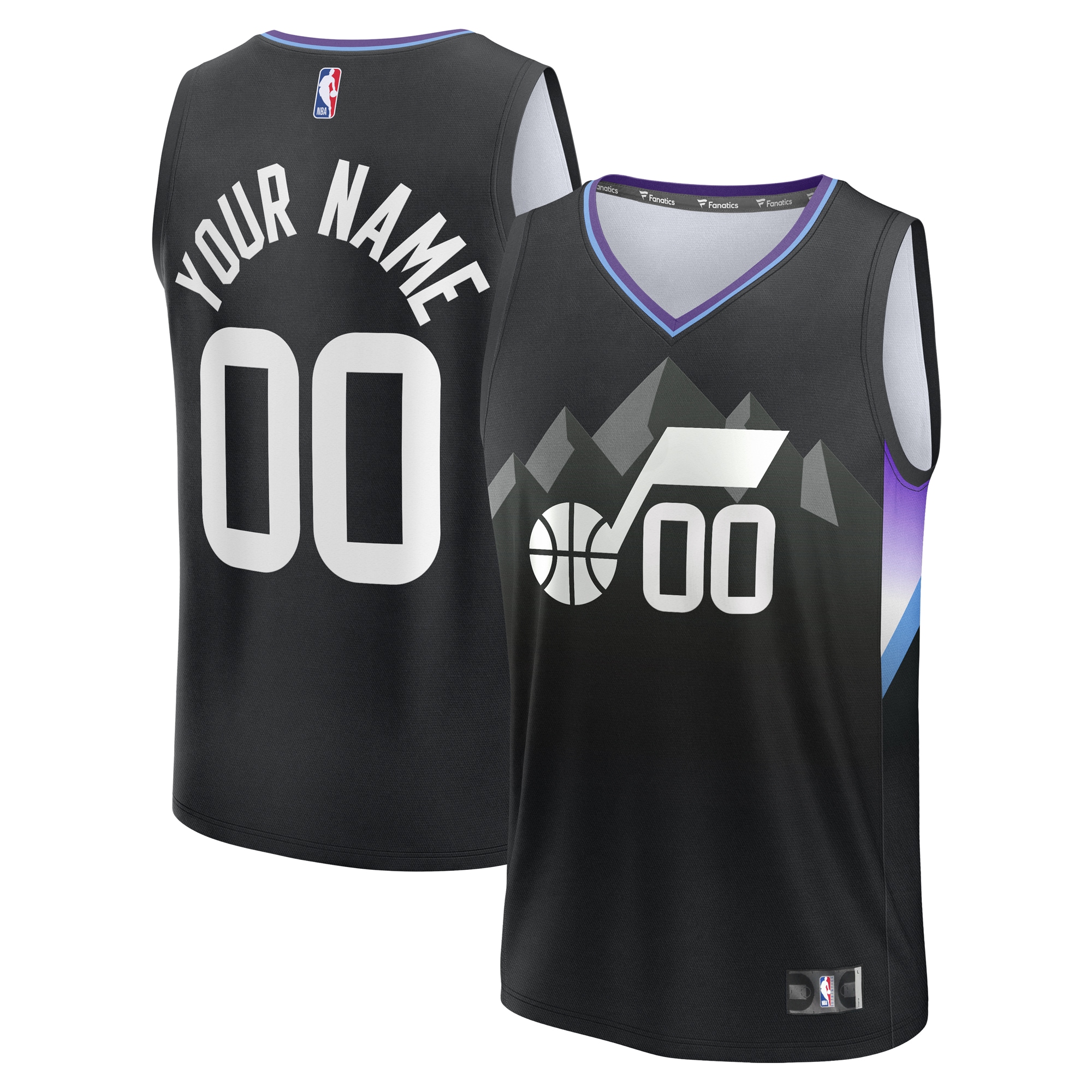 Utah Jazz Fanatics Youth Fast Break Custom Jersey - Black - Statement Edition