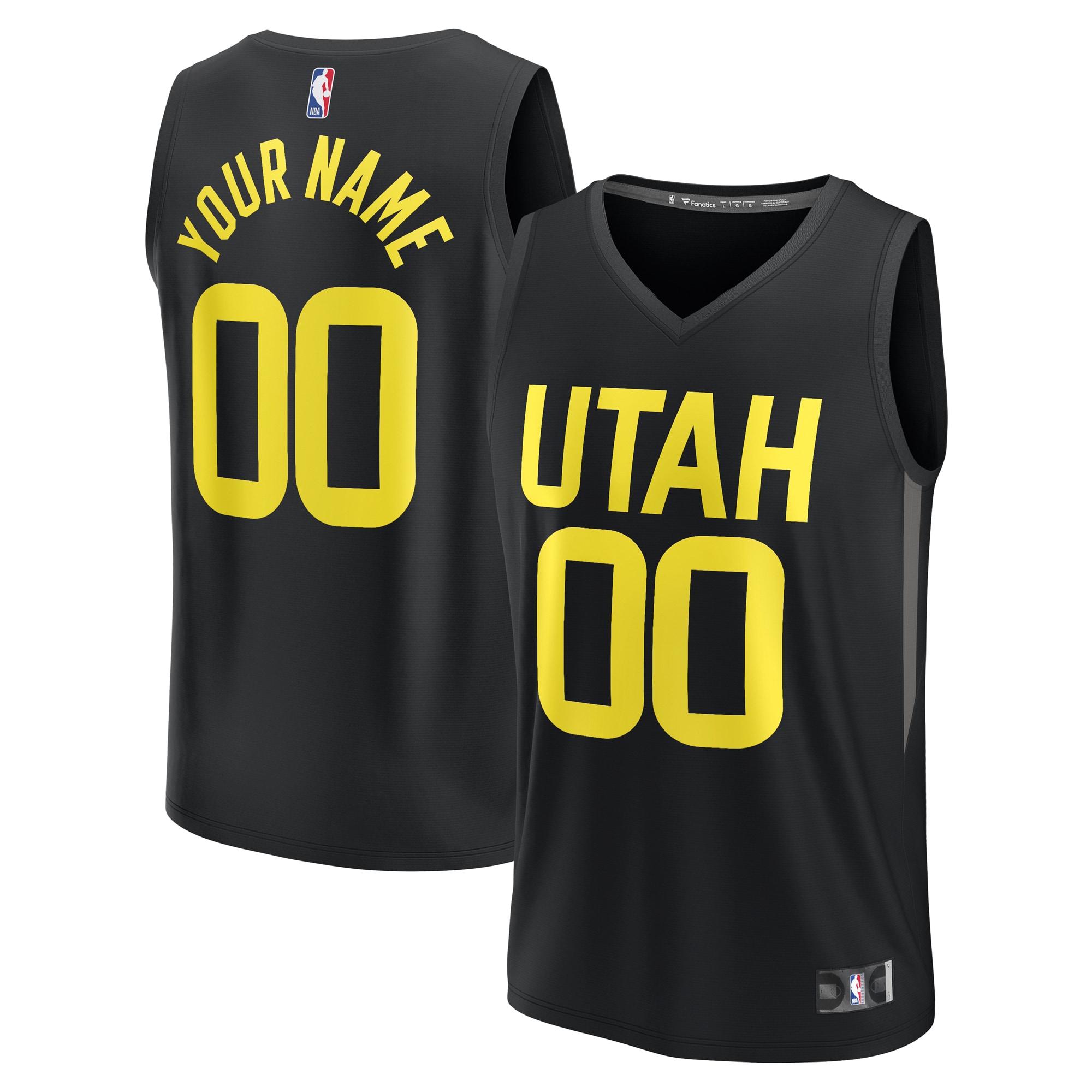 Utah Jazz Fanatics Youth Fast Break Custom Jersey - Statement Edition - Black