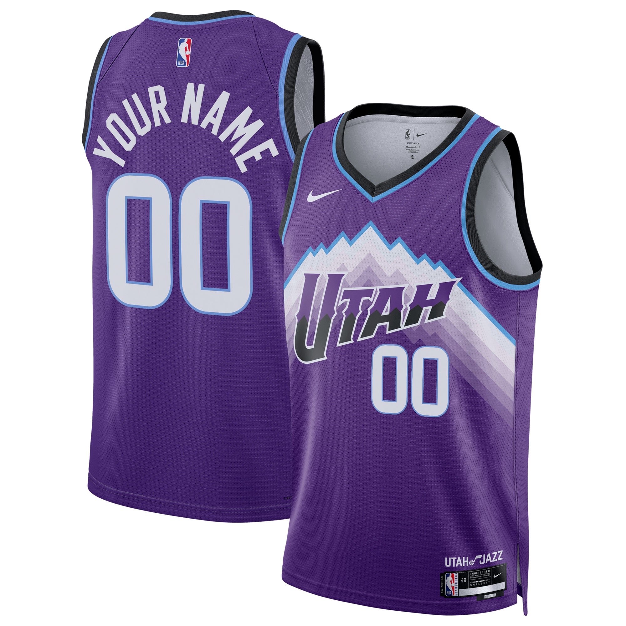 Utah Jazz Unisex Swingman Custom Jersey - Icon Edition - Purple