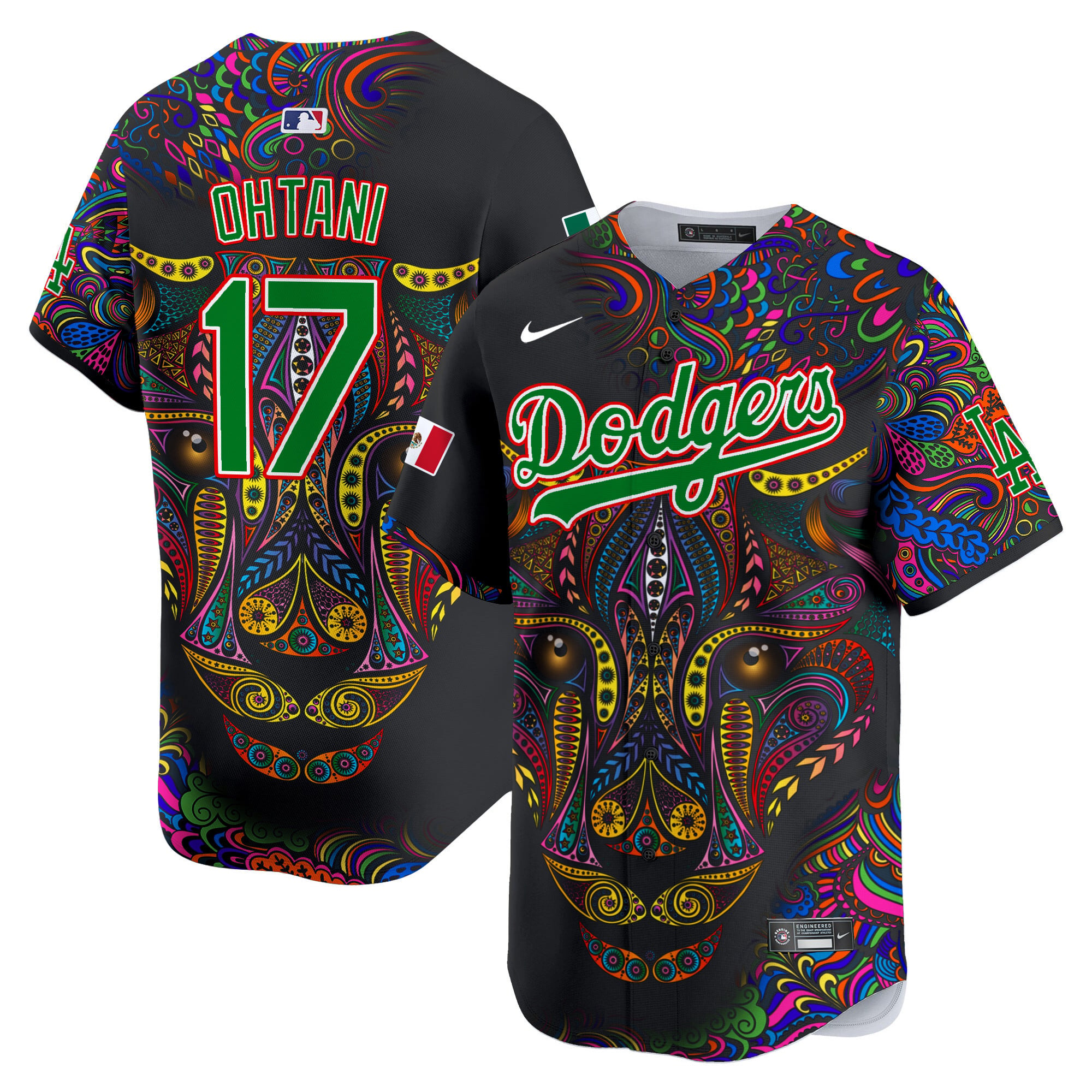 Alternative view of Valenzuela Dodgers Jersey - Nike - Black Multicolor