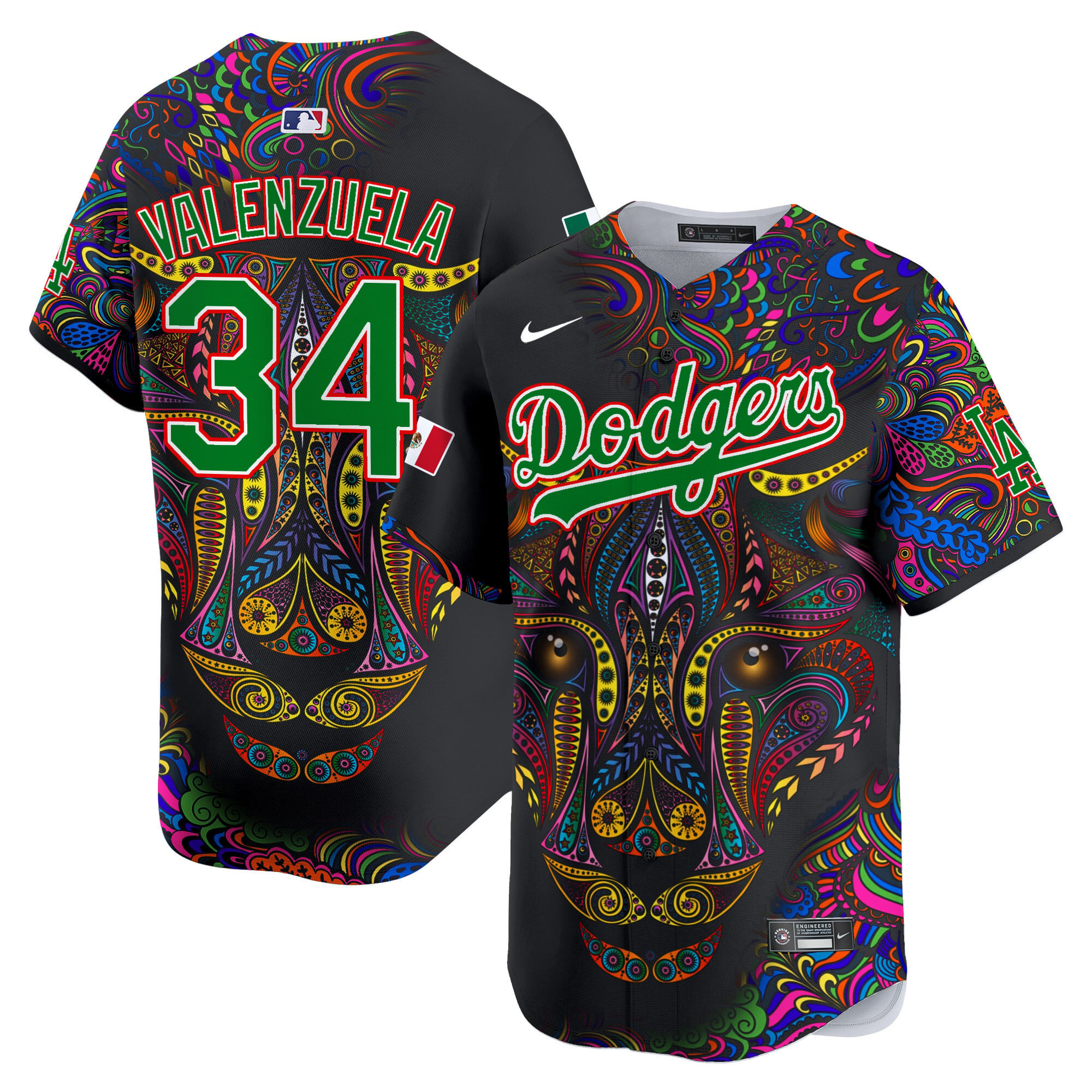 Valenzuela Dodgers Jersey - Nike - Black Multicolor