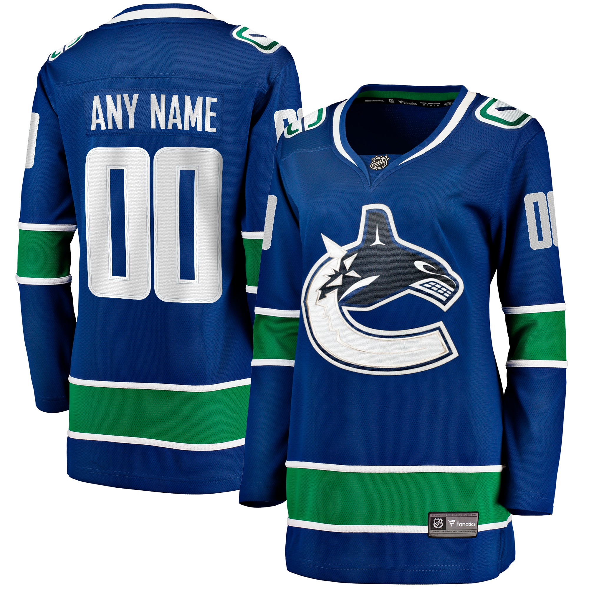 Vancouver Canucks Fanatics Women's Breakaway Custom Jersey - Blue