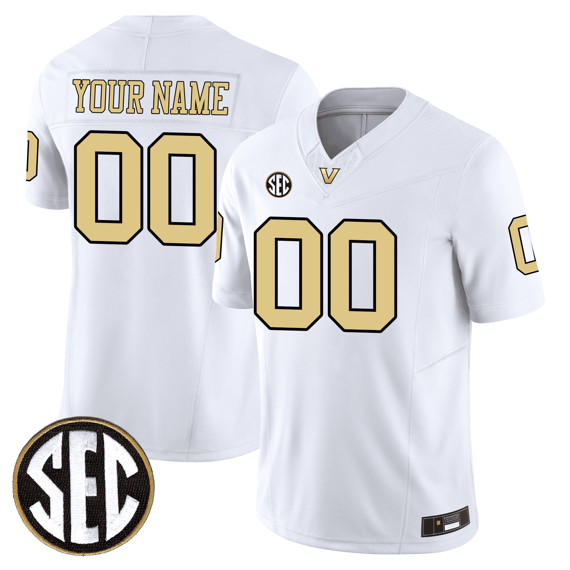 Alternative view of Vanderbilt Black Jersey #00 - Vanderbilt Commodores Black Football