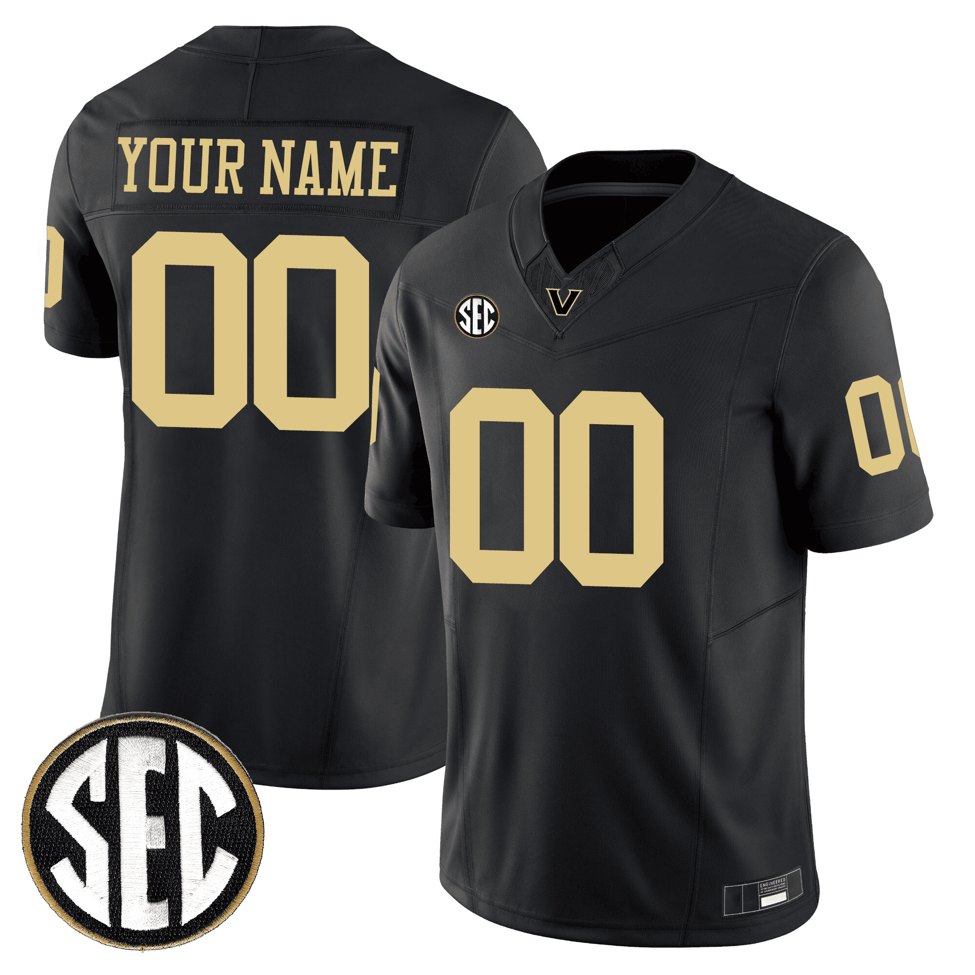 Vanderbilt Black Jersey #00 - Vanderbilt Commodores Black Football