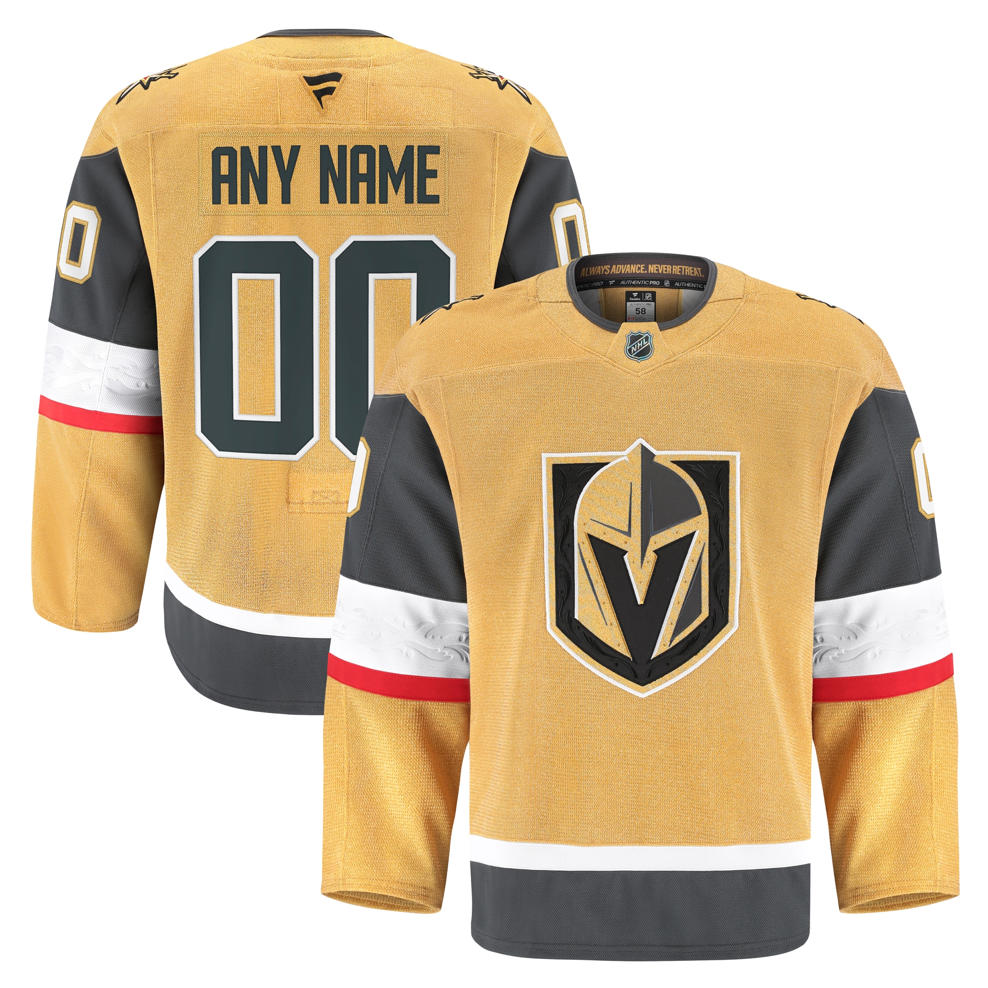 Vegas Golden Knights Fanatics Home Pro Custom Jersey - Gold