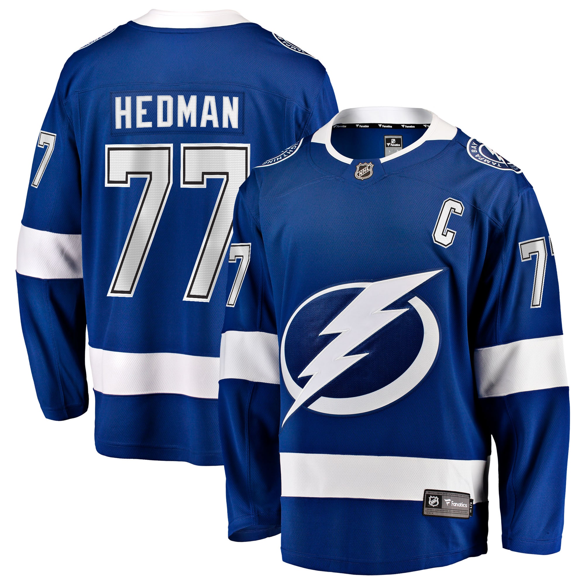 Victor Hedman Tampa Bay Lightning Fanatics Home Captain Patch Breakaway Jersey - Blue
