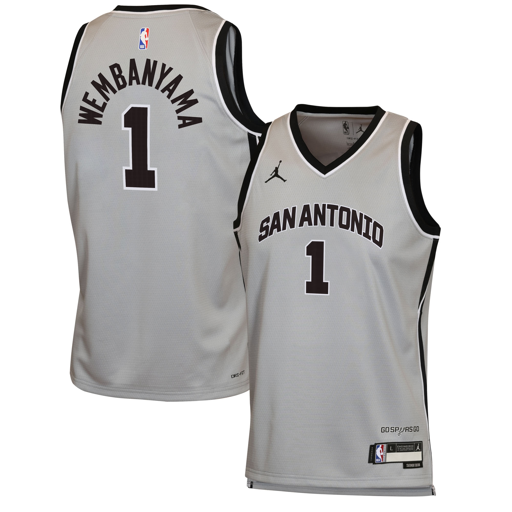 Victor Wembanyama San Antonio Spurs Jordan Brand Youth Swingman Jersey - Statement Edition - Silver