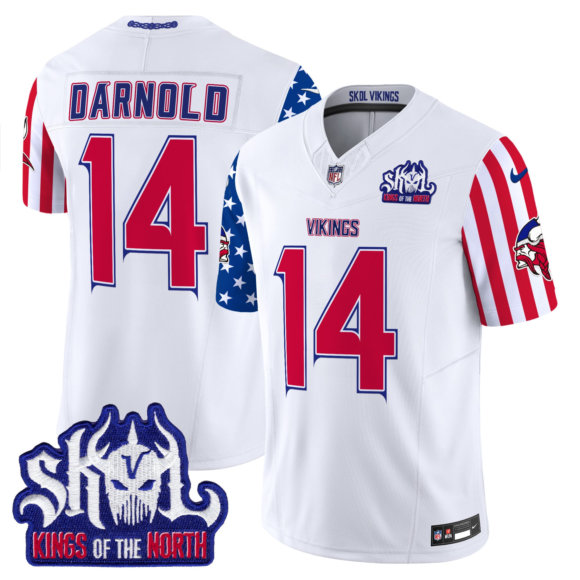 Vikings Darnold #14 Jersey - Nike - White Kings of the North