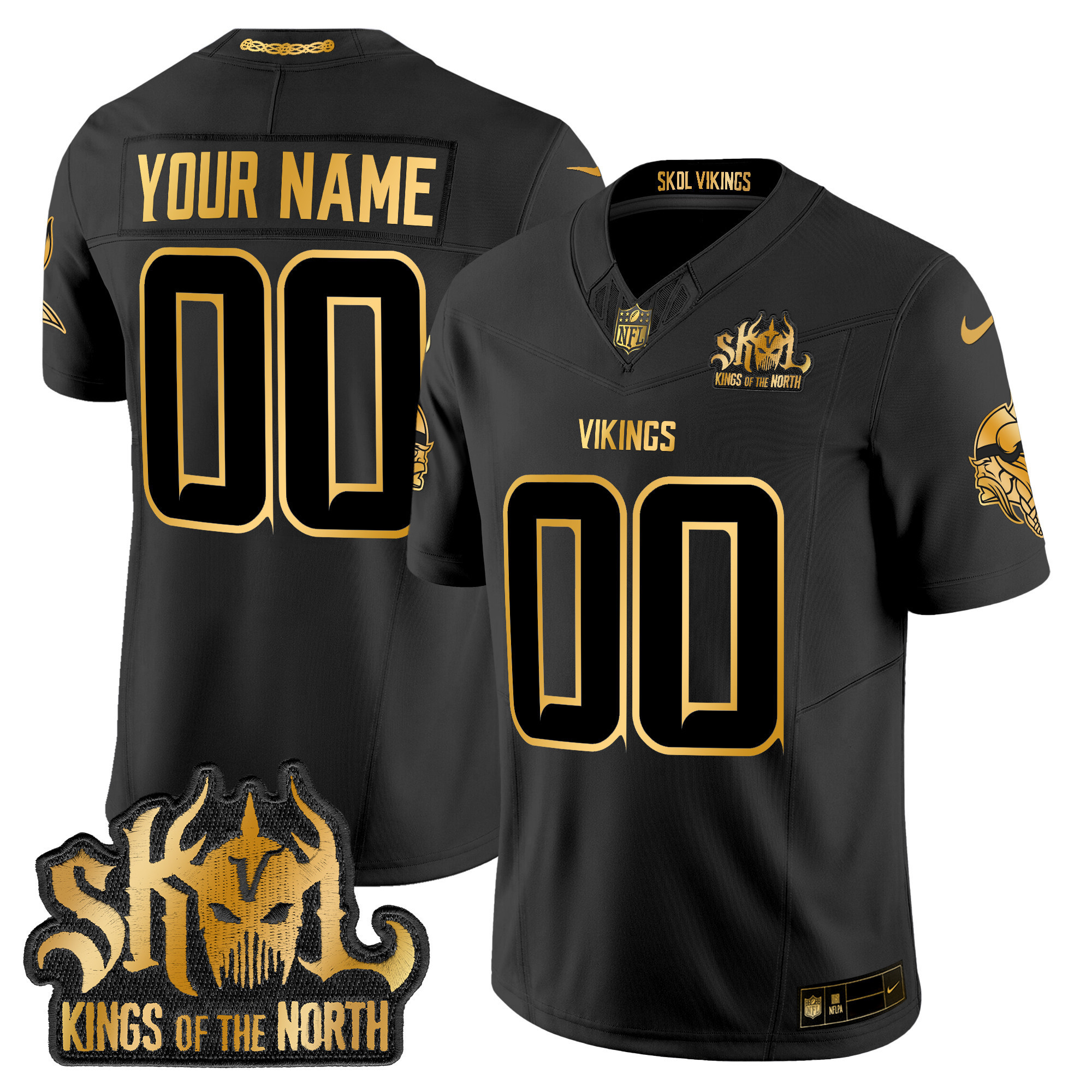 Alternative view of Vikings Kings of the North Jersey - Nike Vikings White ‘Kings of the