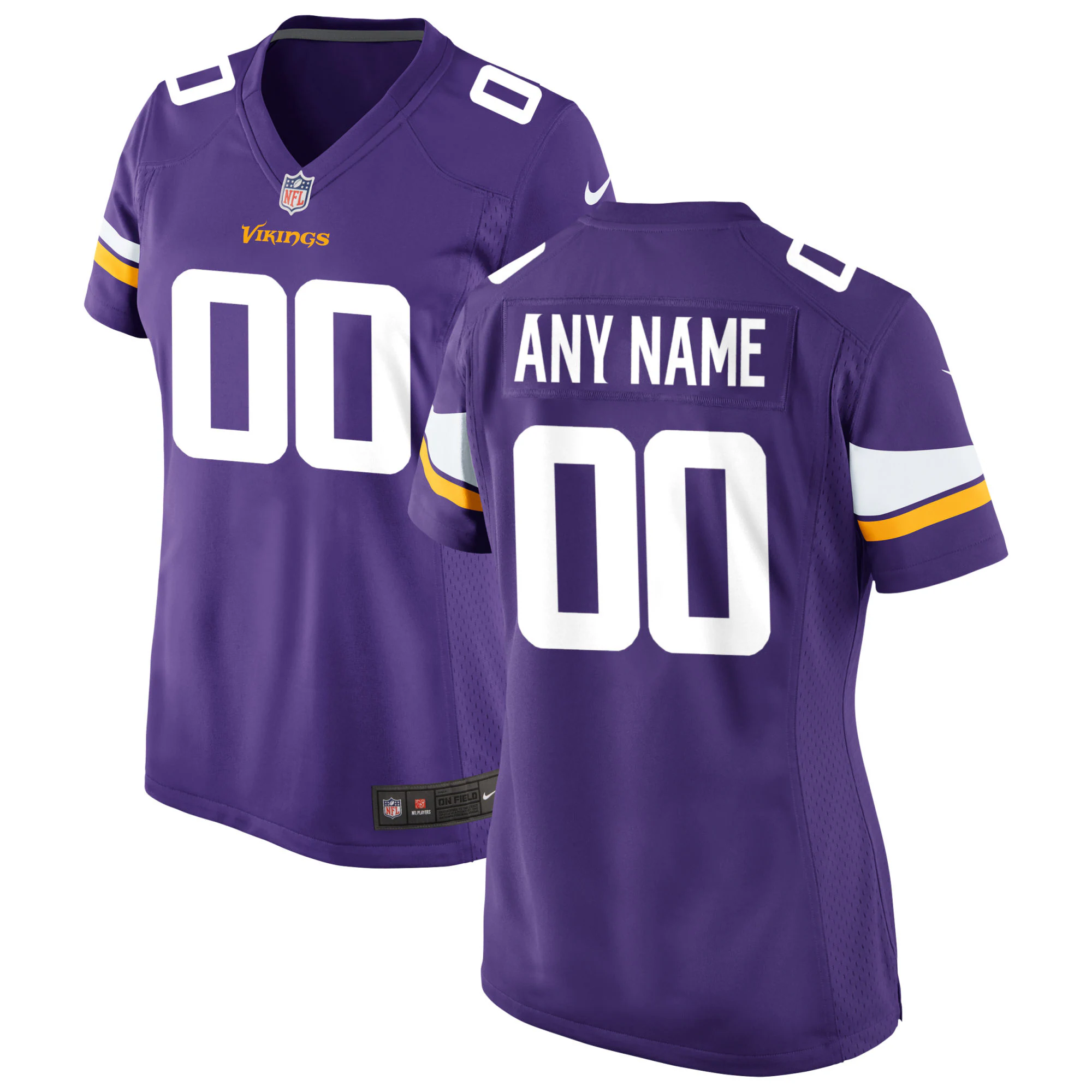 Alternative view of Vikings Purple Custom Jersey nike design - Nike Vikings Purple Custom