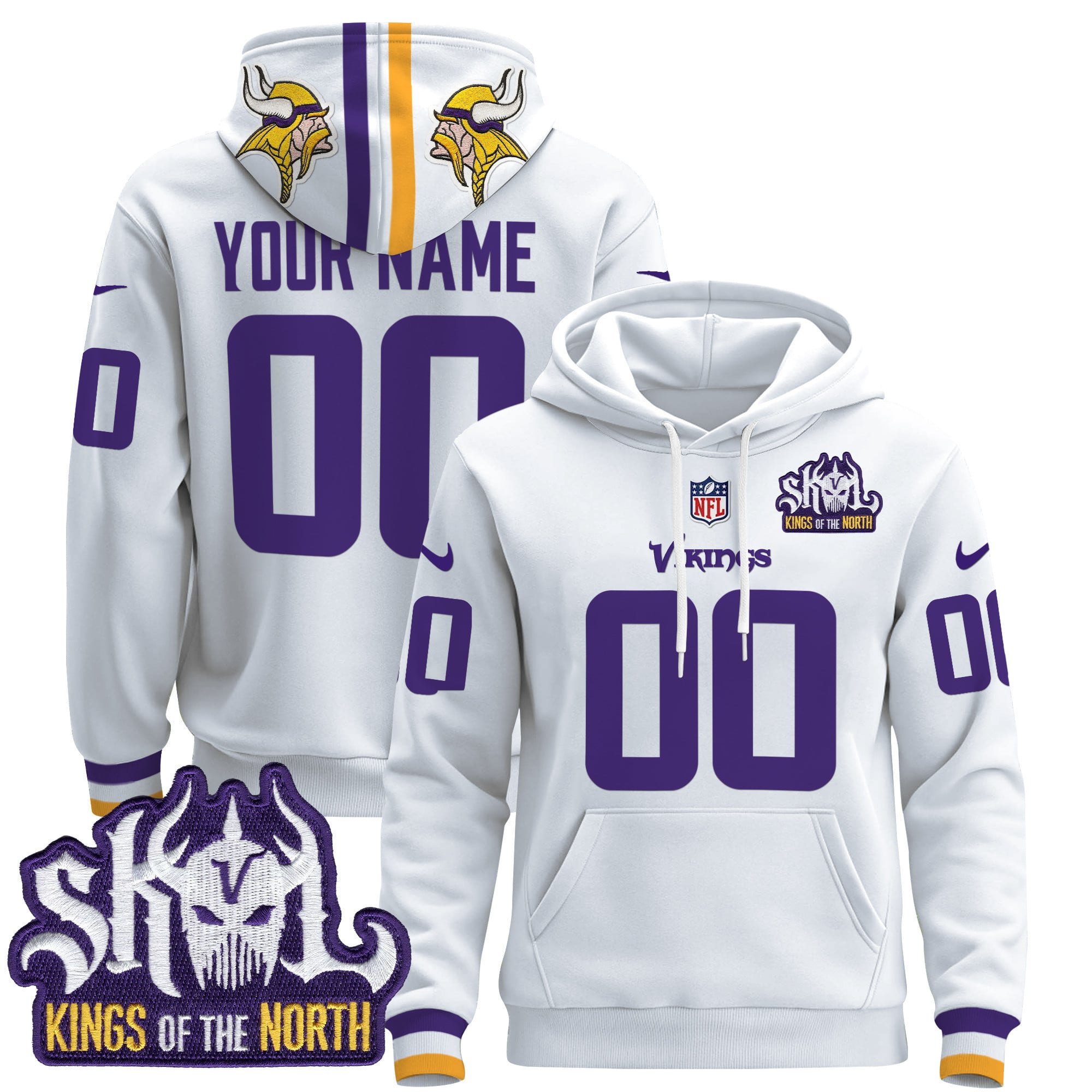 Alternative view of Vikings Purple Hoodie - Custom NFL Vikings Hoodie