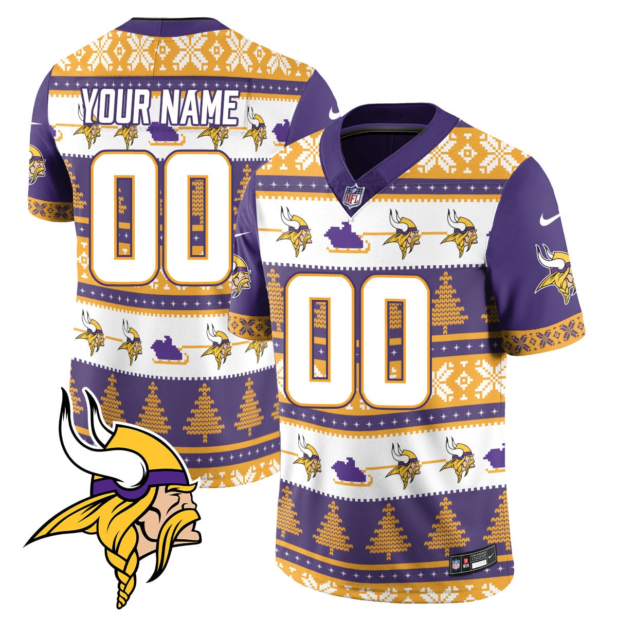 Alternative view of Vikings Ugly Christmas Jersey - Nike Vikings Ugly Christmas Sweater