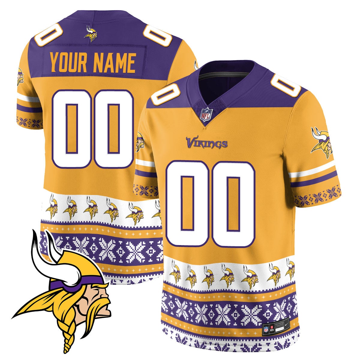 Alternative view of Vikings Ugly Sweater Jersey - Vikings White Ugly Sweater Jersey