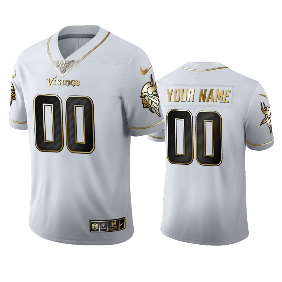 Vikings White Gold Custom Jersey - Nike - NFL