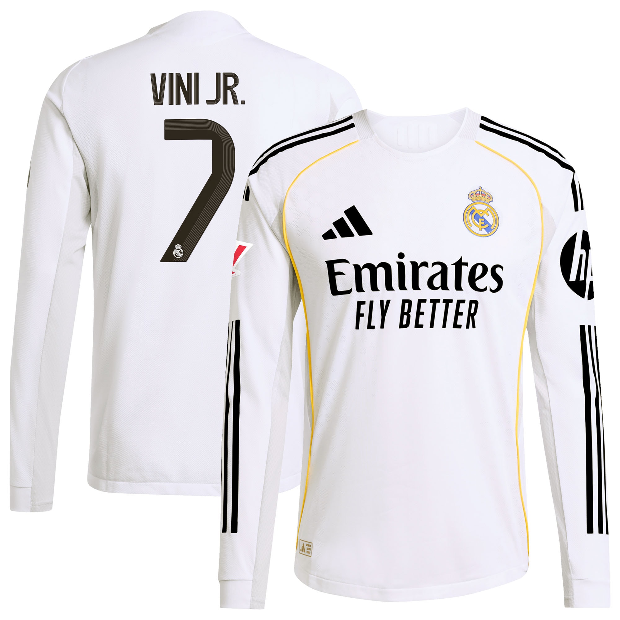 Vini Jr. Real Madrid 2025/26 Home Long Sleeve Jersey - White