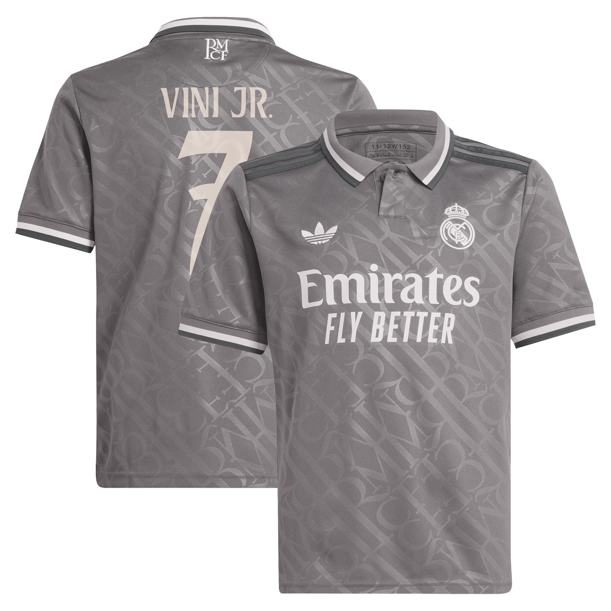 Vini Jr. Real Madrid Originals Youth 2024/25 Third Player Jersey - Charcoal