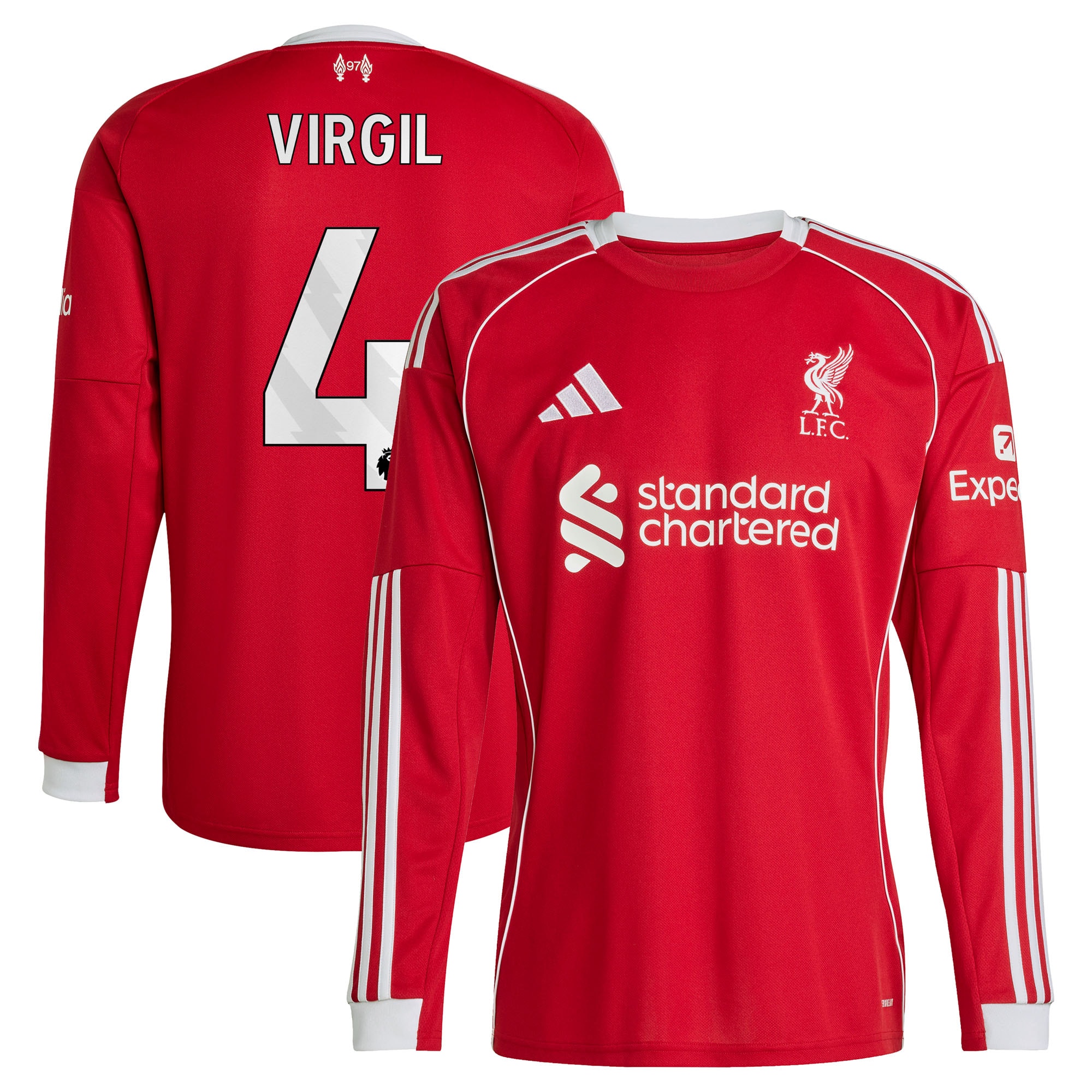 Virgil van Dijk Liverpool 2025/26 Home Long Sleeve Jersey