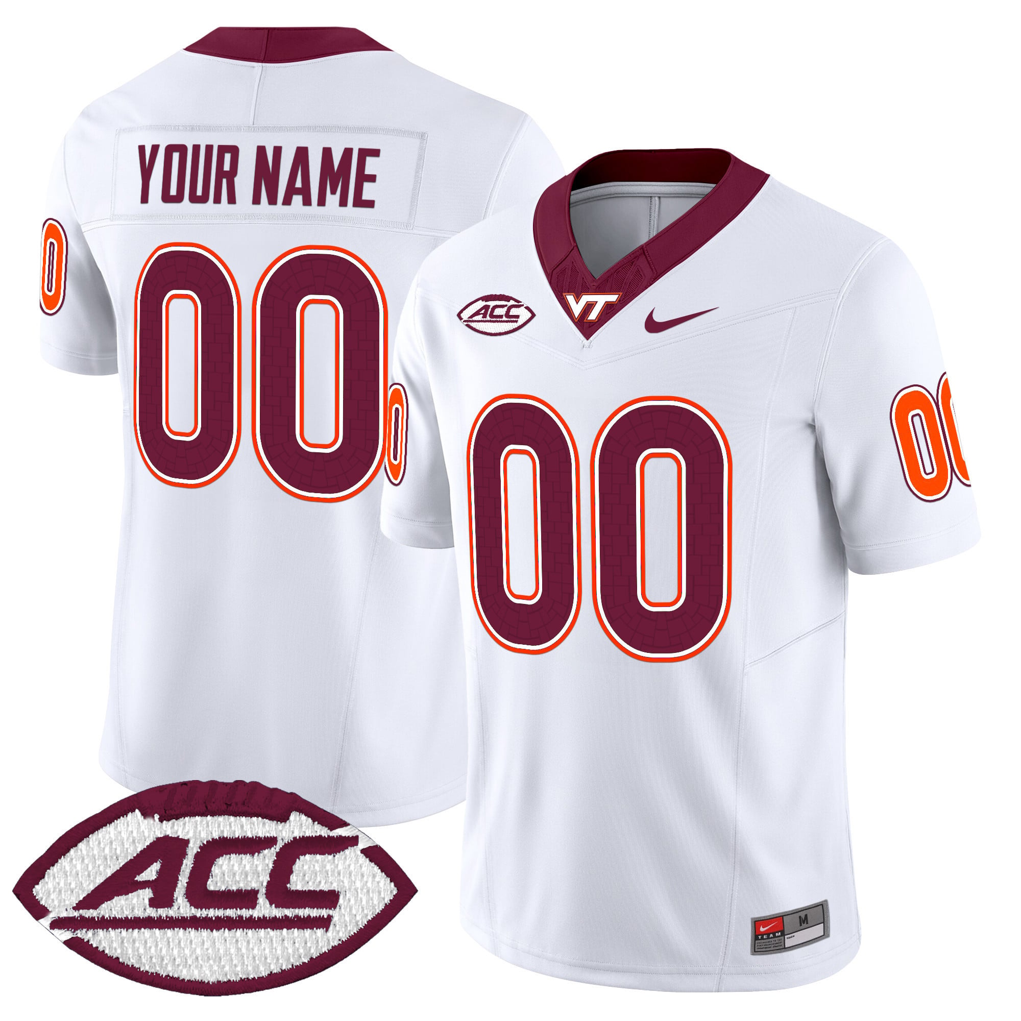 Virginia Tech Custom Jersey - Nike Virginia Tech Hokies White Custom
