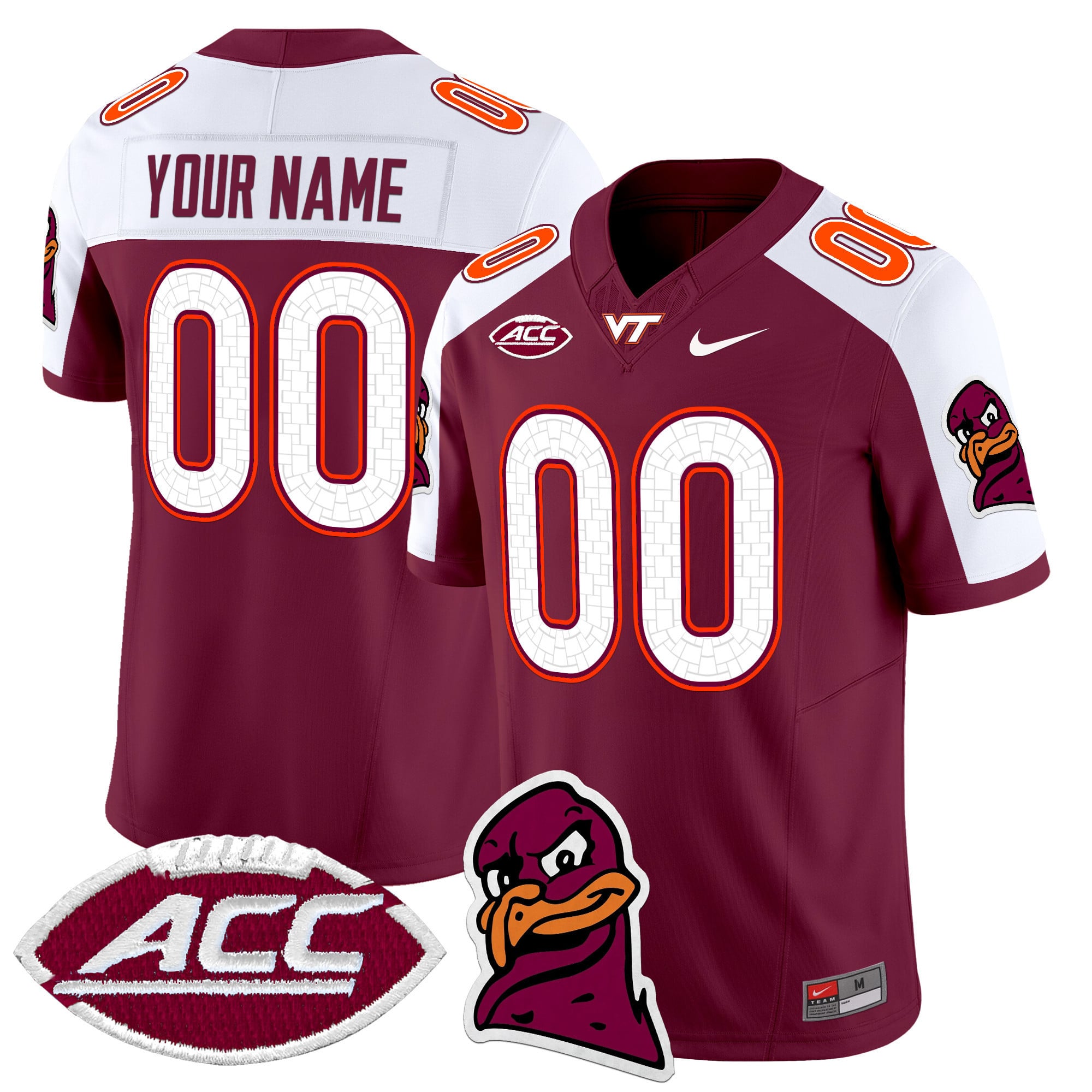 Alternative view of Virginia Tech Custom Jersey - Nike Virginia Tech Hokies White Custom