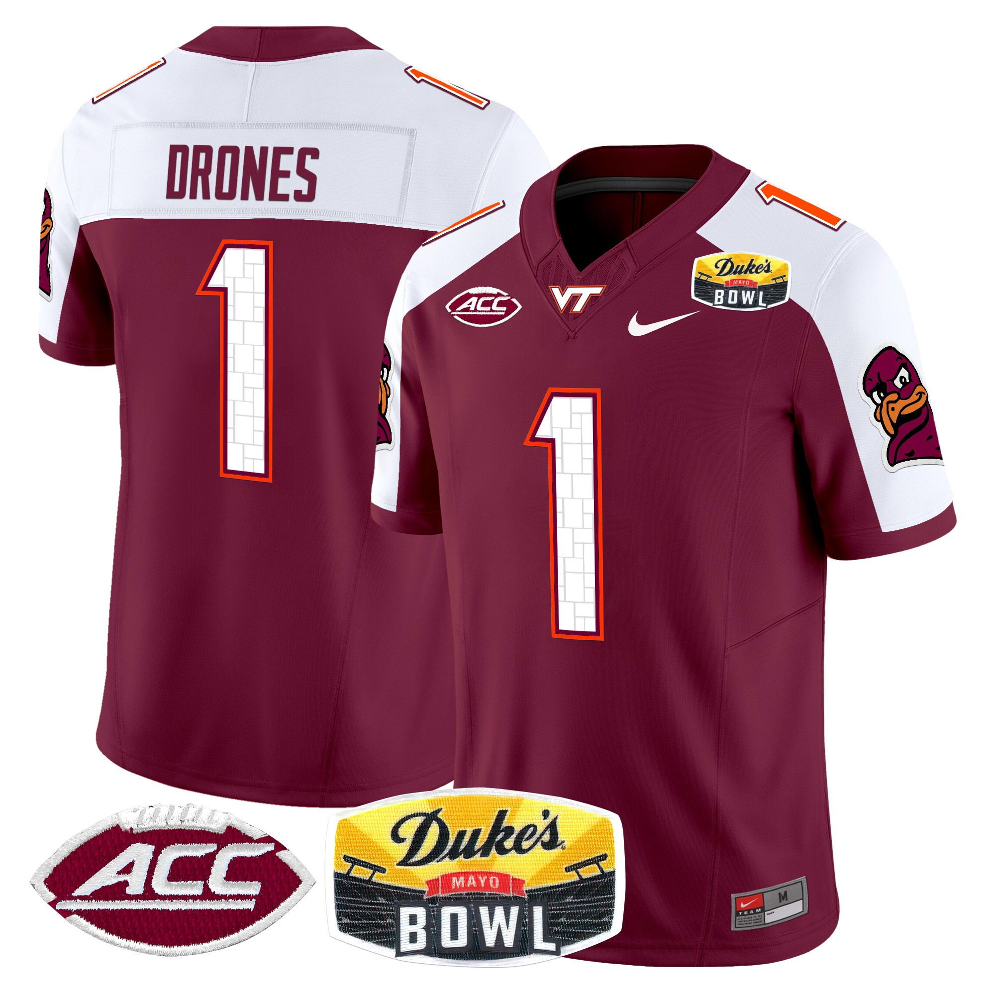 Virginia Tech Drones Jersey - Nike Virginia Tech Drones #1 Jersey