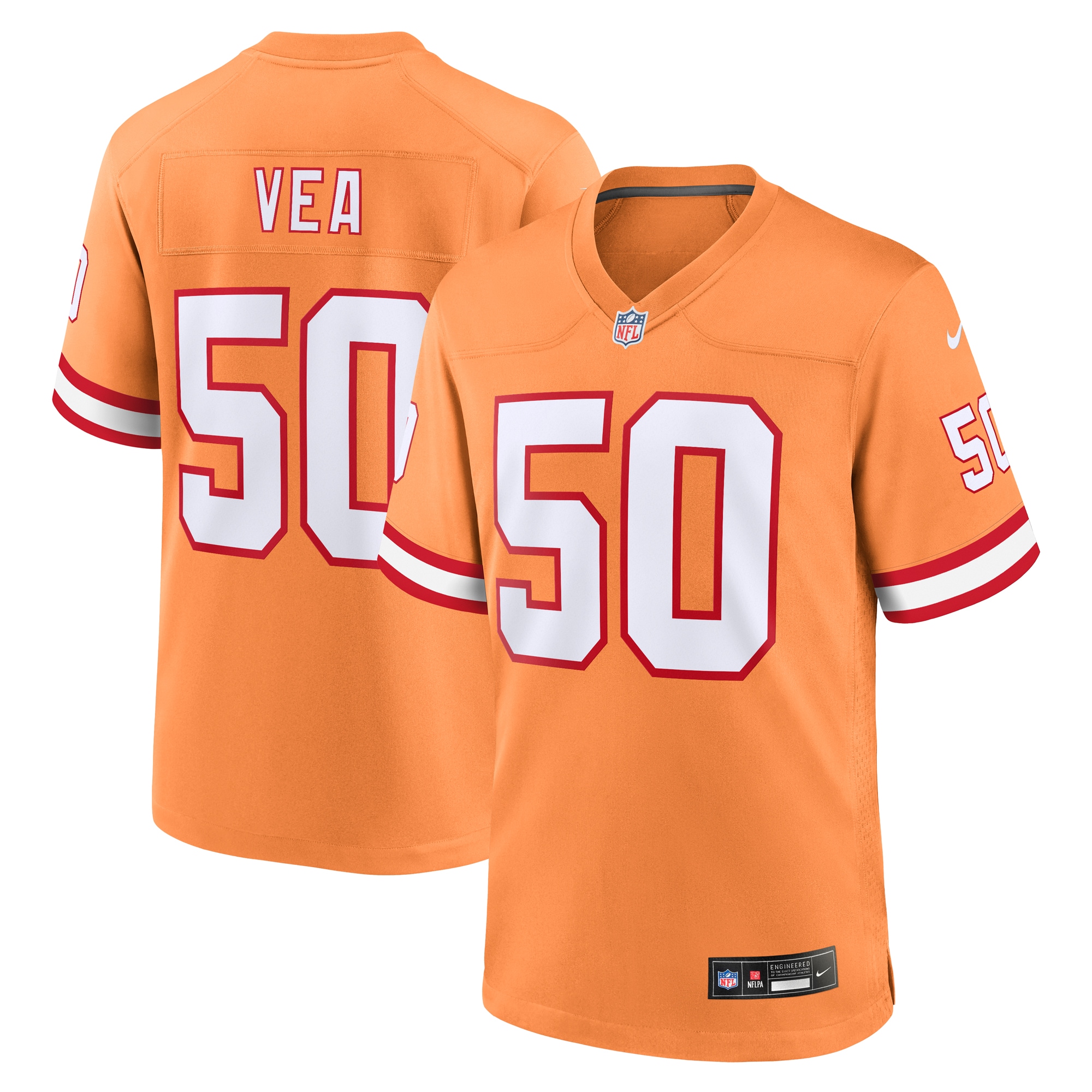 Vita Vea Tampa Bay Buccaneers Throwback Game Jersey - Orange
