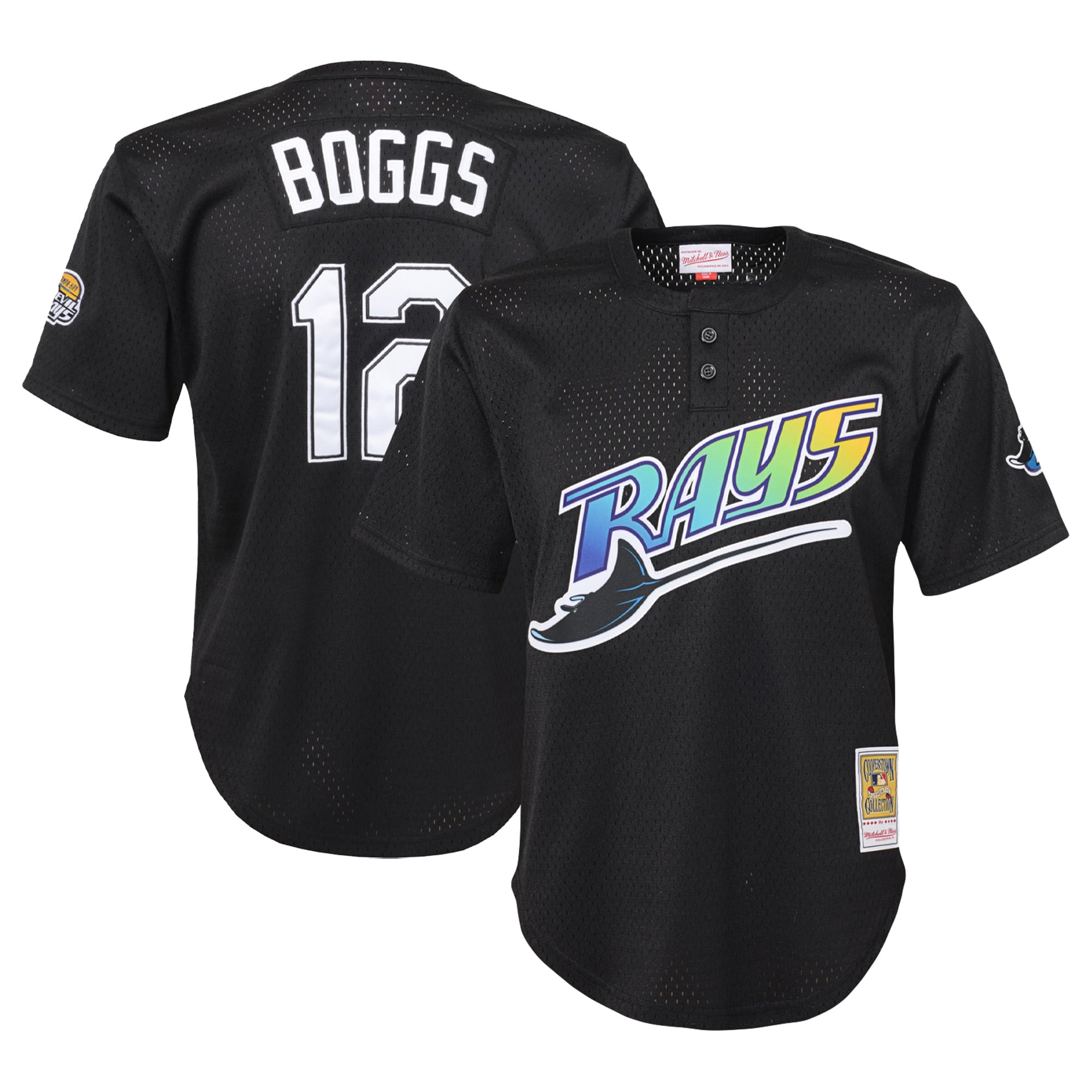 Wade Boggs Tampa Bay Rays Youth Cooperstown Collection Mesh Batting Practice Jersey - Black