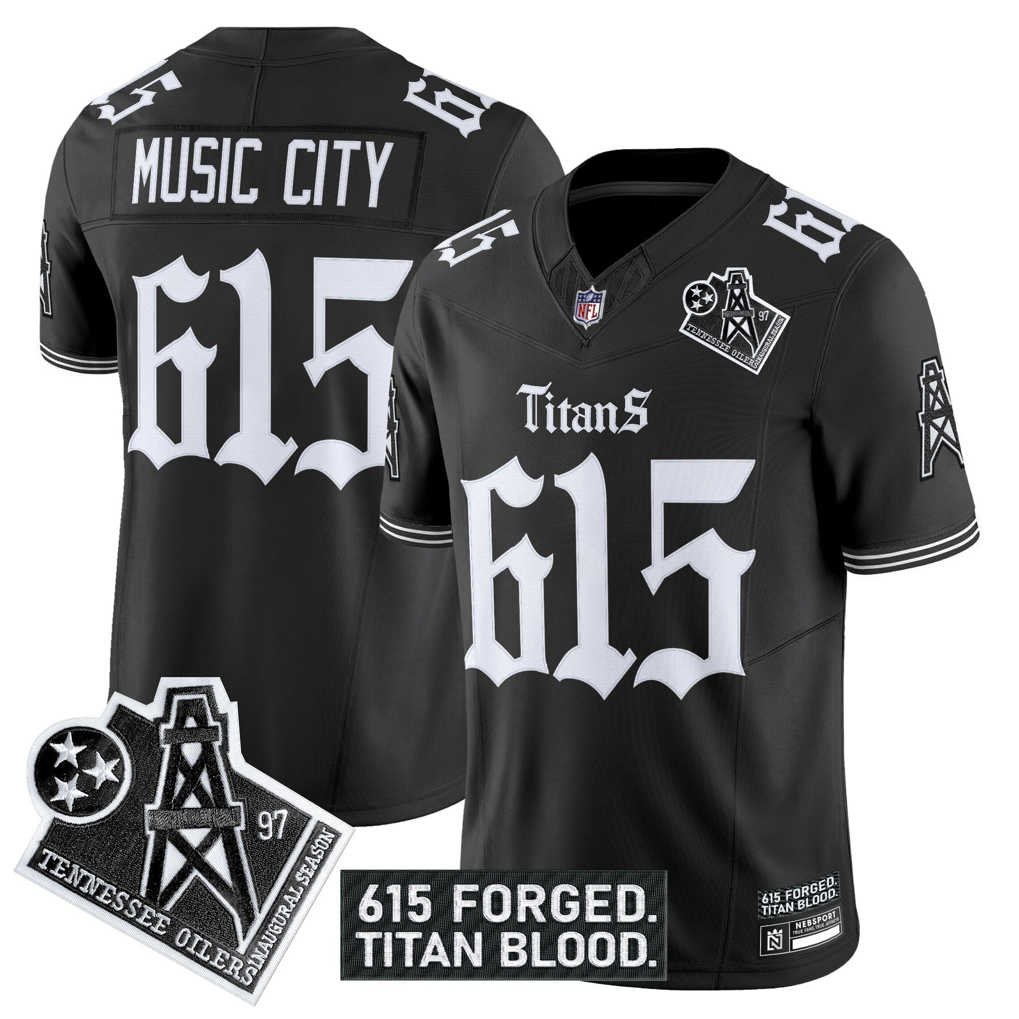 Alternative view of Ward Titans Black Jersey - Ward #1 Titans Black Jersey - Tennessee