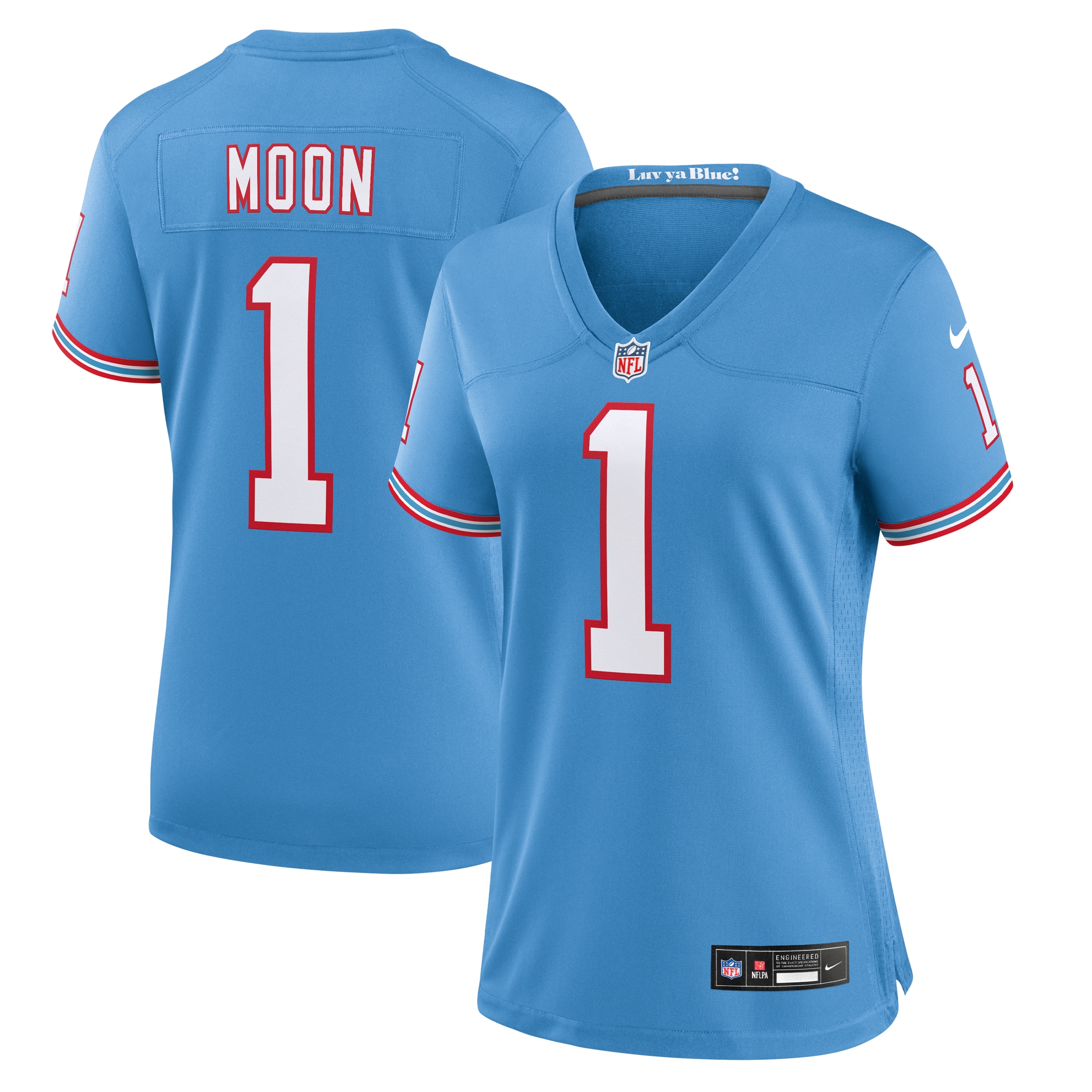 Warren Moon Tennessee Titans Women's Oilers Throwback Retired Player Game Jersey - Light Blue