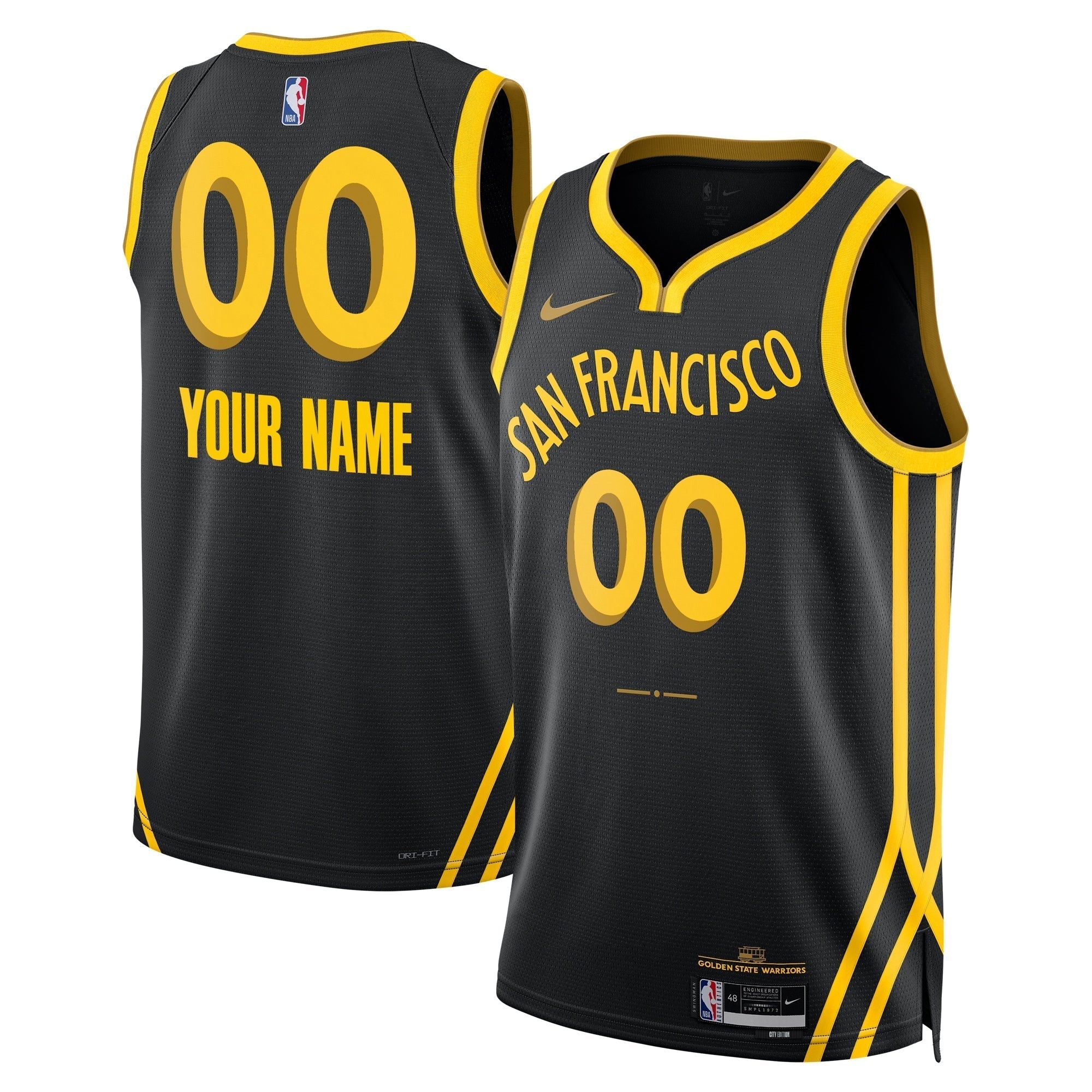 Warriors Custom Black Jersey - Nike - Golden State Edition
