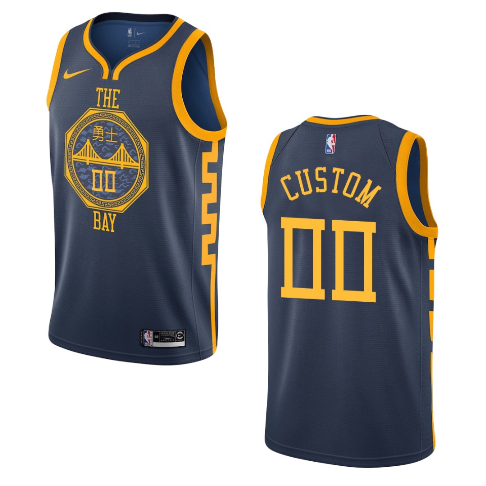 Warriors Navy Bay Jersey - Nike Warriors Navy “The Bay” Custom Jersey