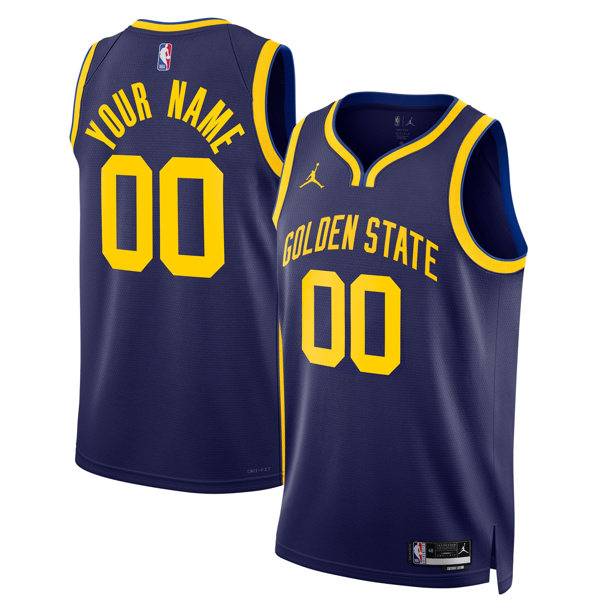 Warriors Navy Custom Jersey - Jordan Statement Edition