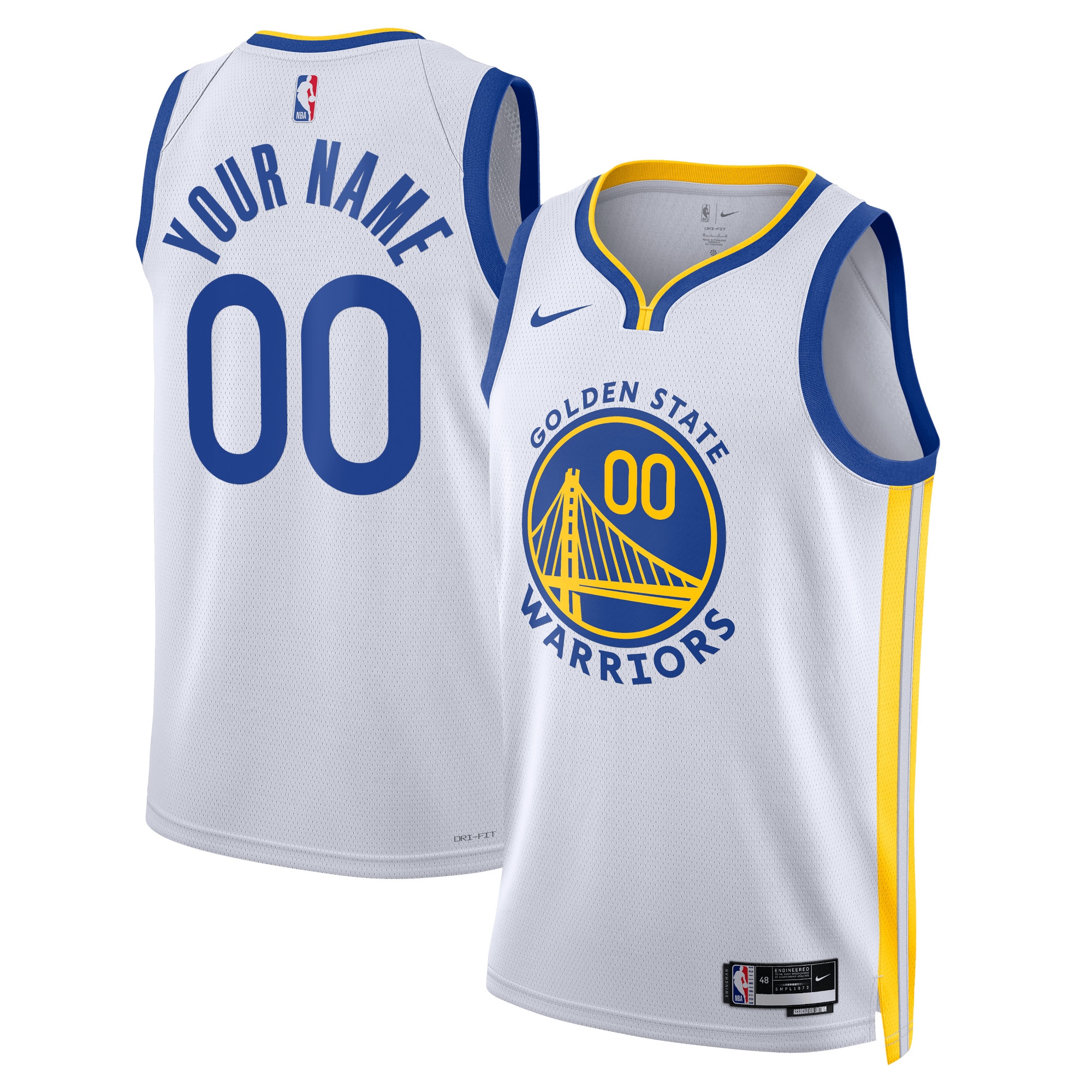Warriors Nike White Jersey - Custom Name & Number