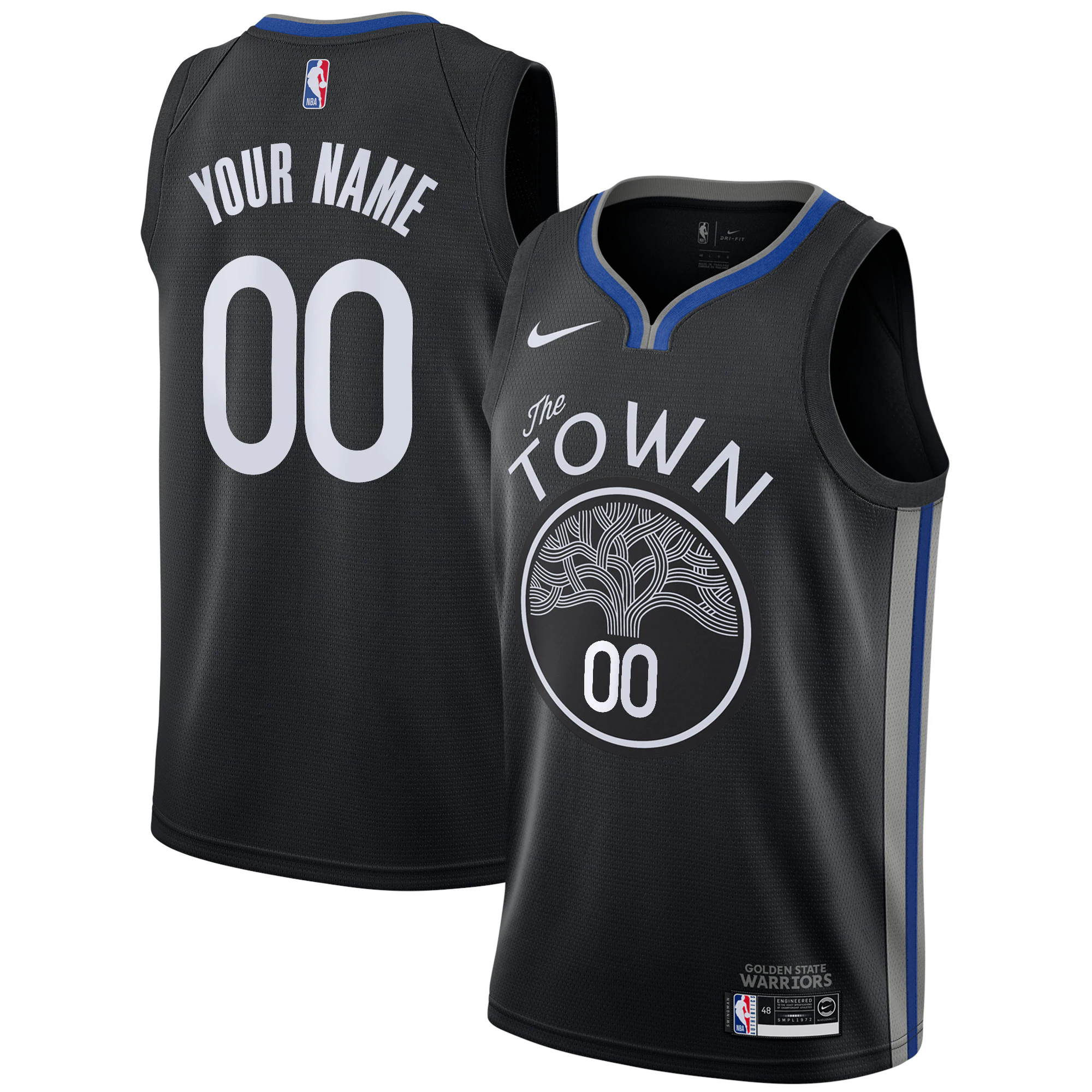 Alternative view of Warriors The Town Jersey - Warriors “The Town” Black Jersey - Custom